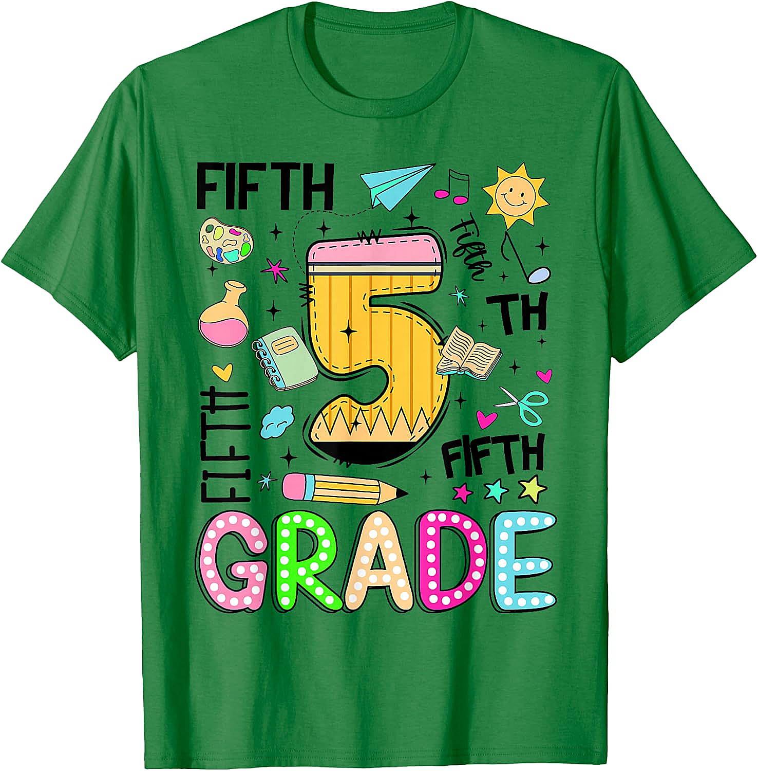 Preppy Fifth Grade T-Shirt Back to School Pencil Tee Gift