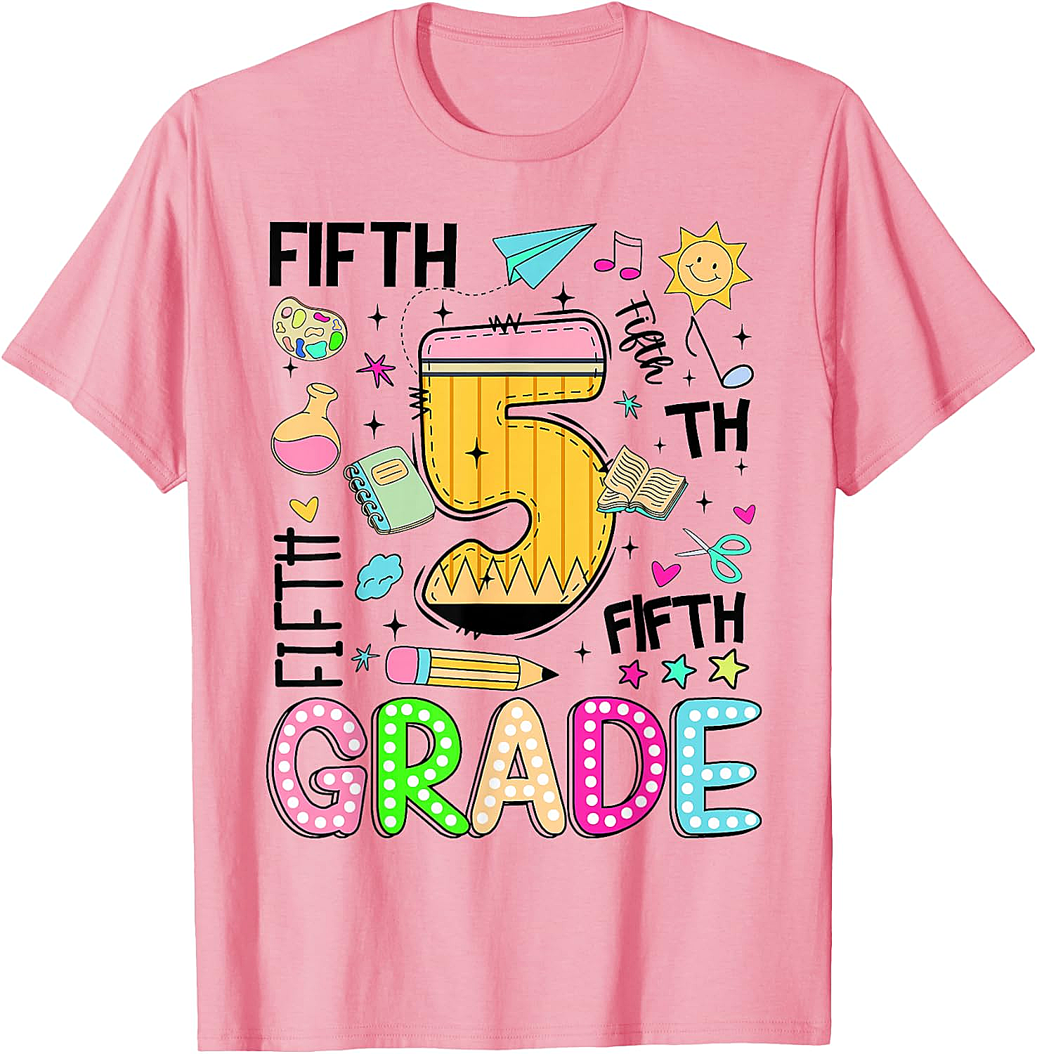 Preppy Fifth Grade T-Shirt Back to School Pencil Tee Gift