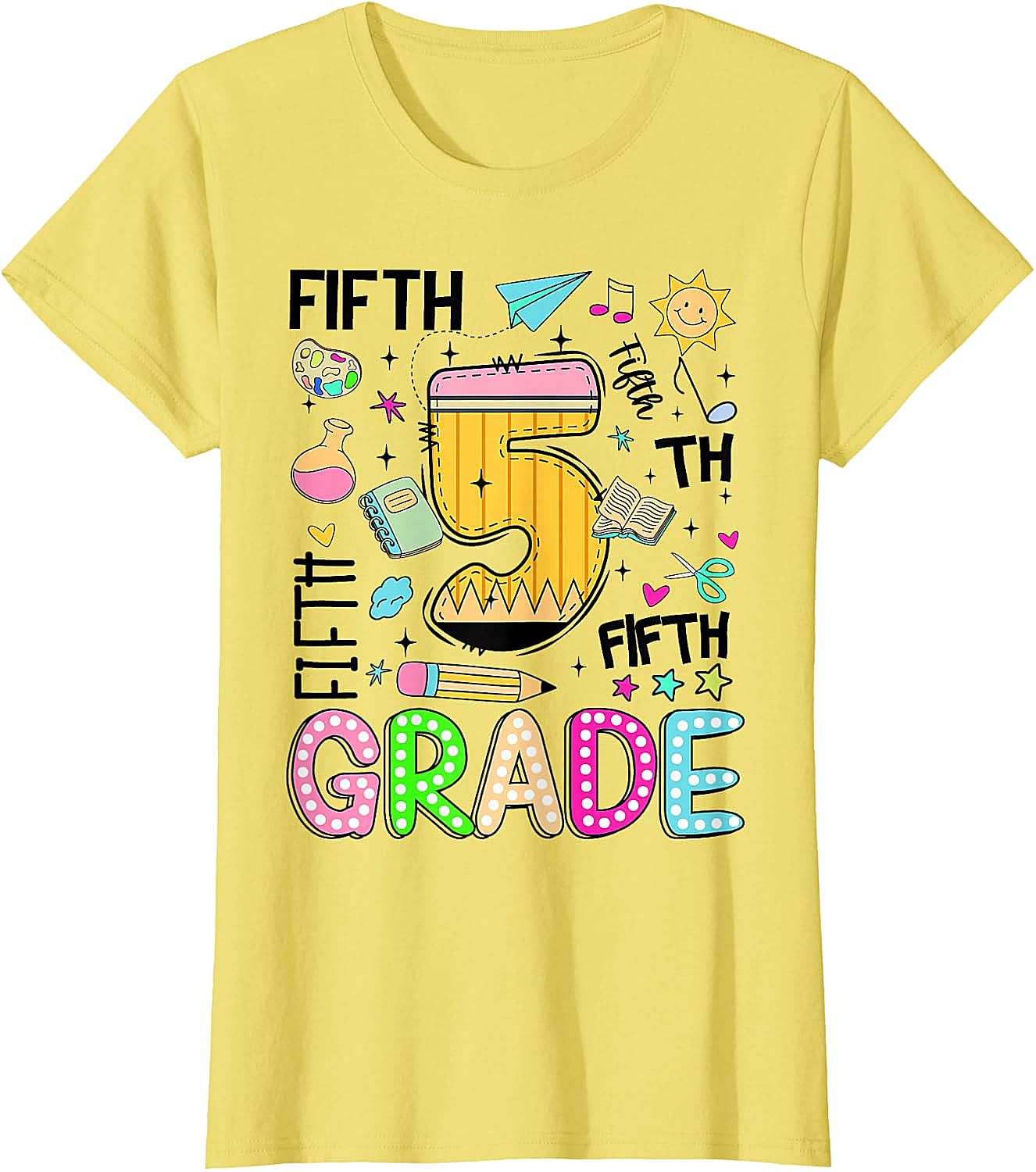 Preppy Fifth Grade T-Shirt Back to School Pencil Tee Gift