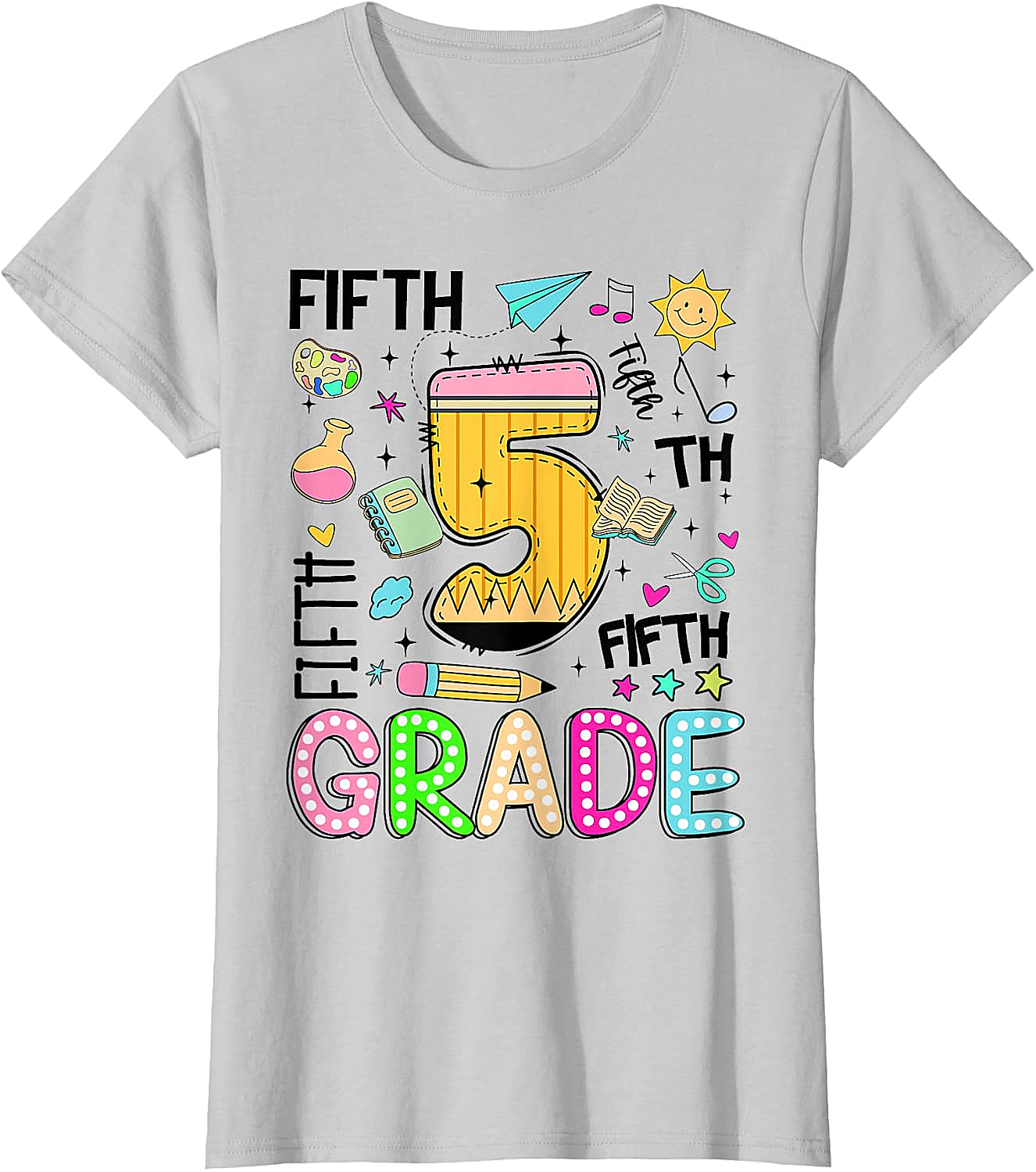 Preppy Fifth Grade T-Shirt Back to School Pencil Tee Gift