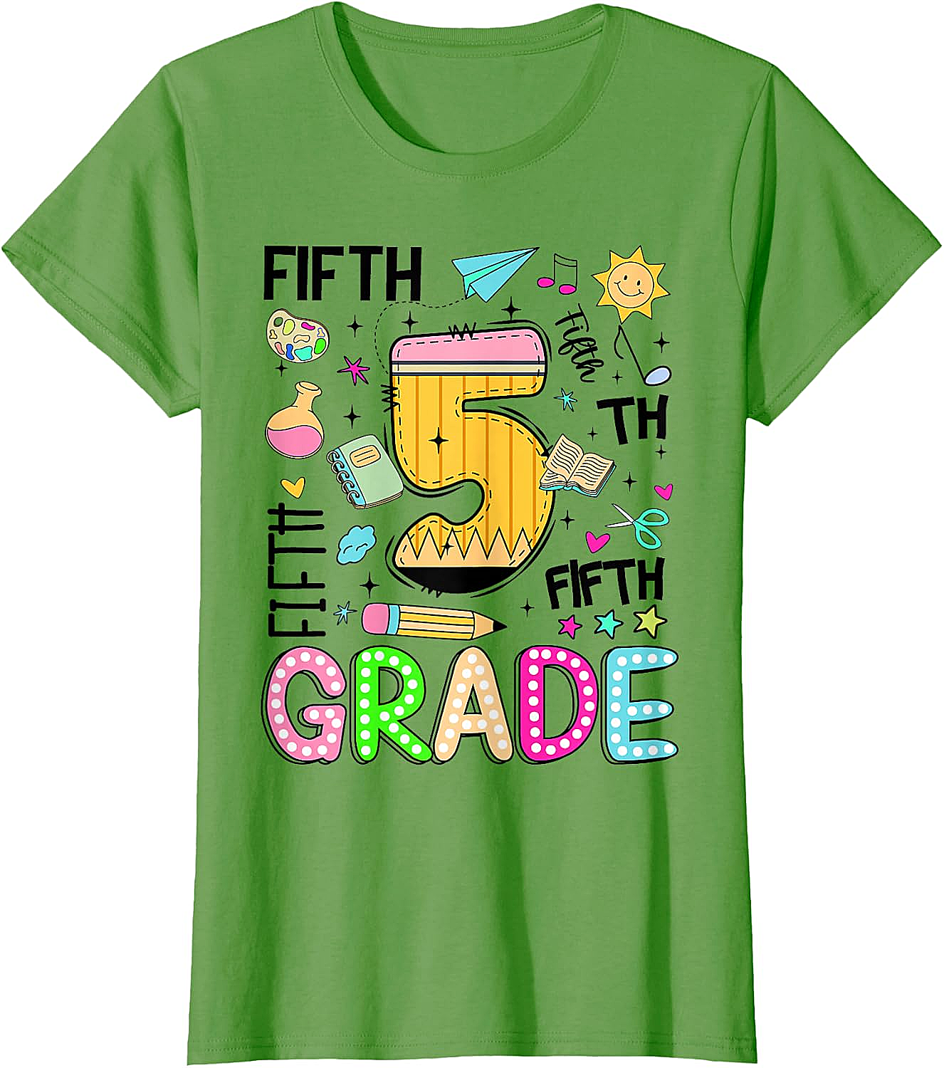Preppy Fifth Grade T-Shirt Back to School Pencil Tee Gift