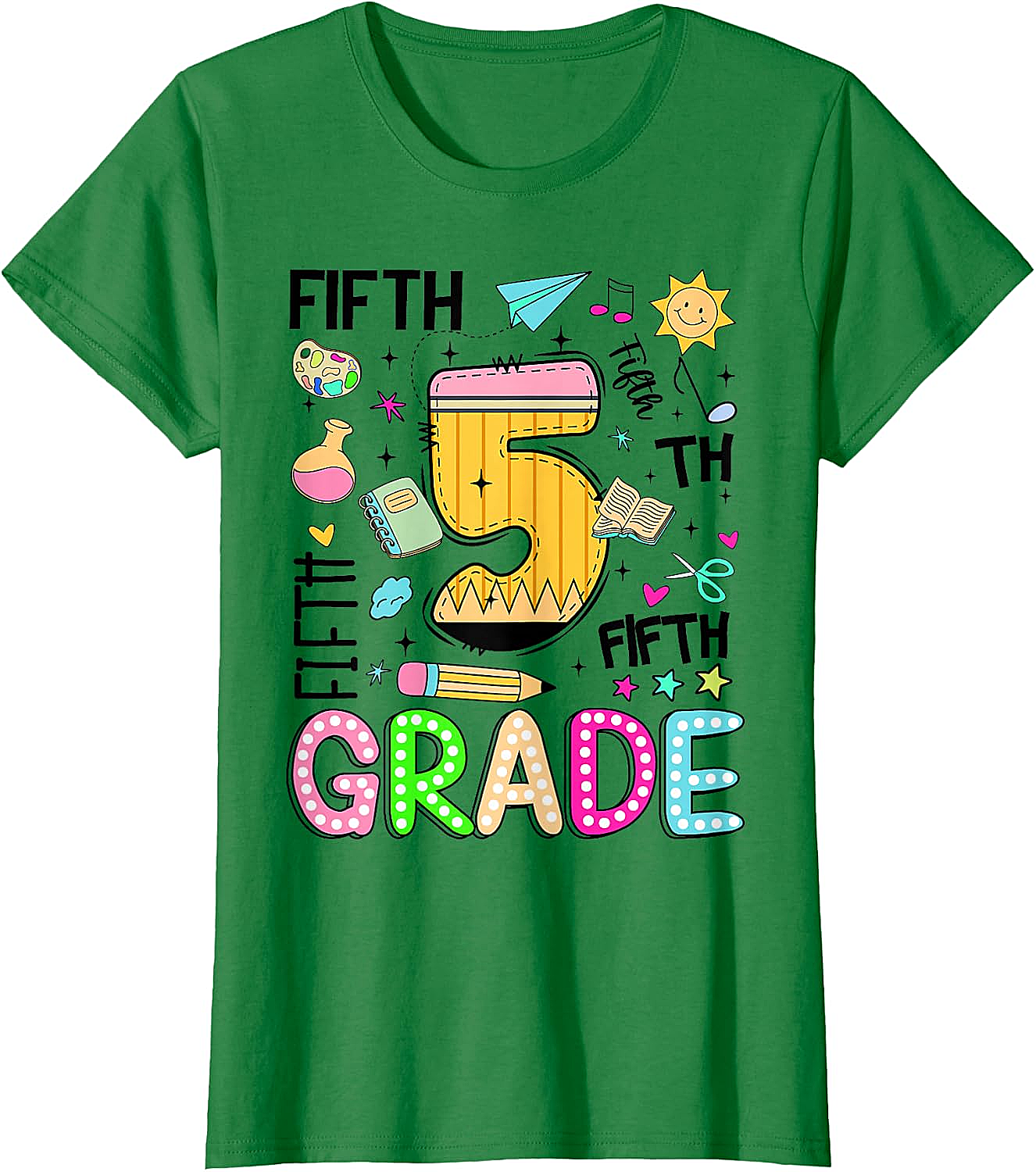 Preppy Fifth Grade T-Shirt Back to School Pencil Tee Gift