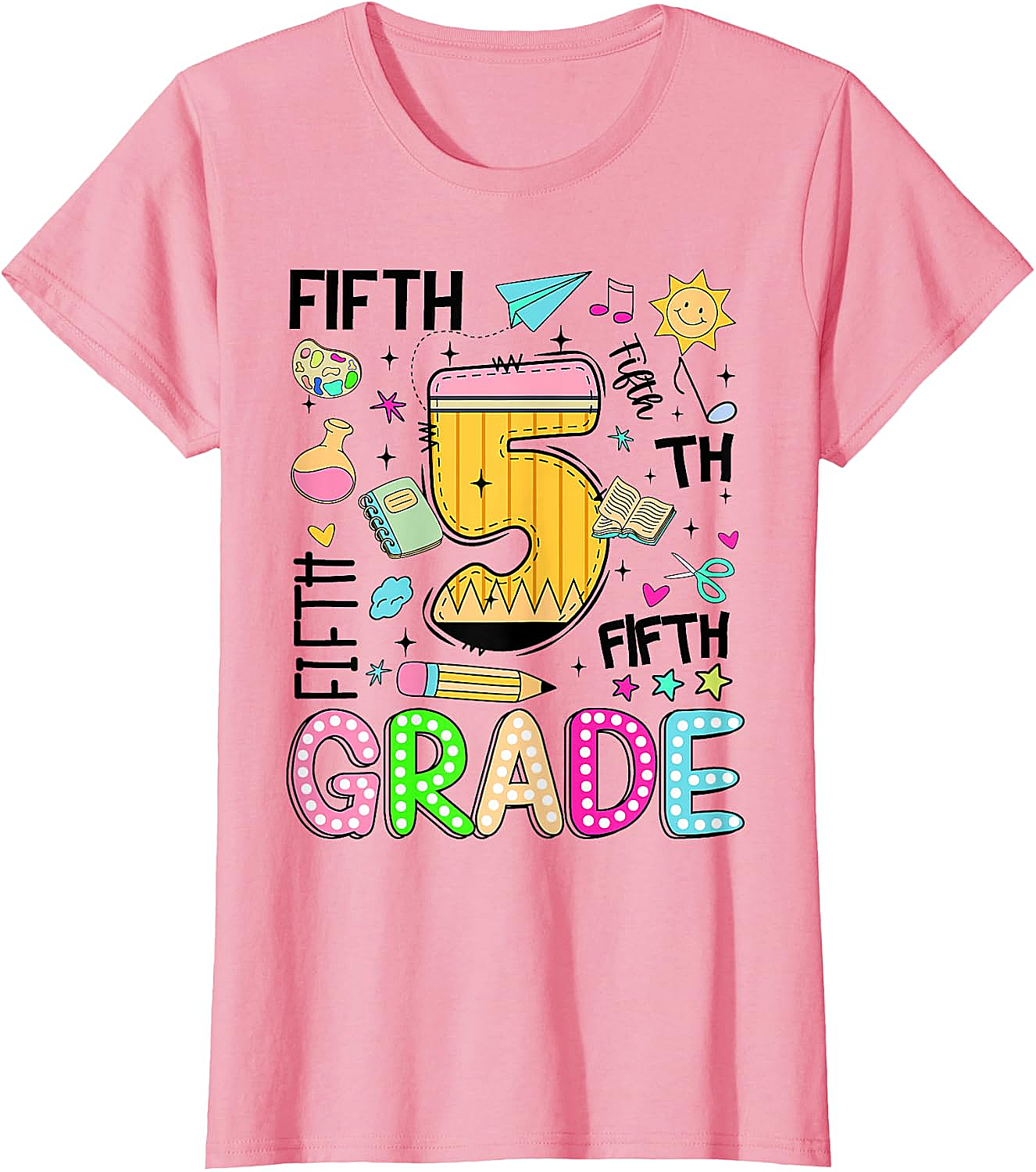 Preppy Fifth Grade T-Shirt Back to School Pencil Tee Gift