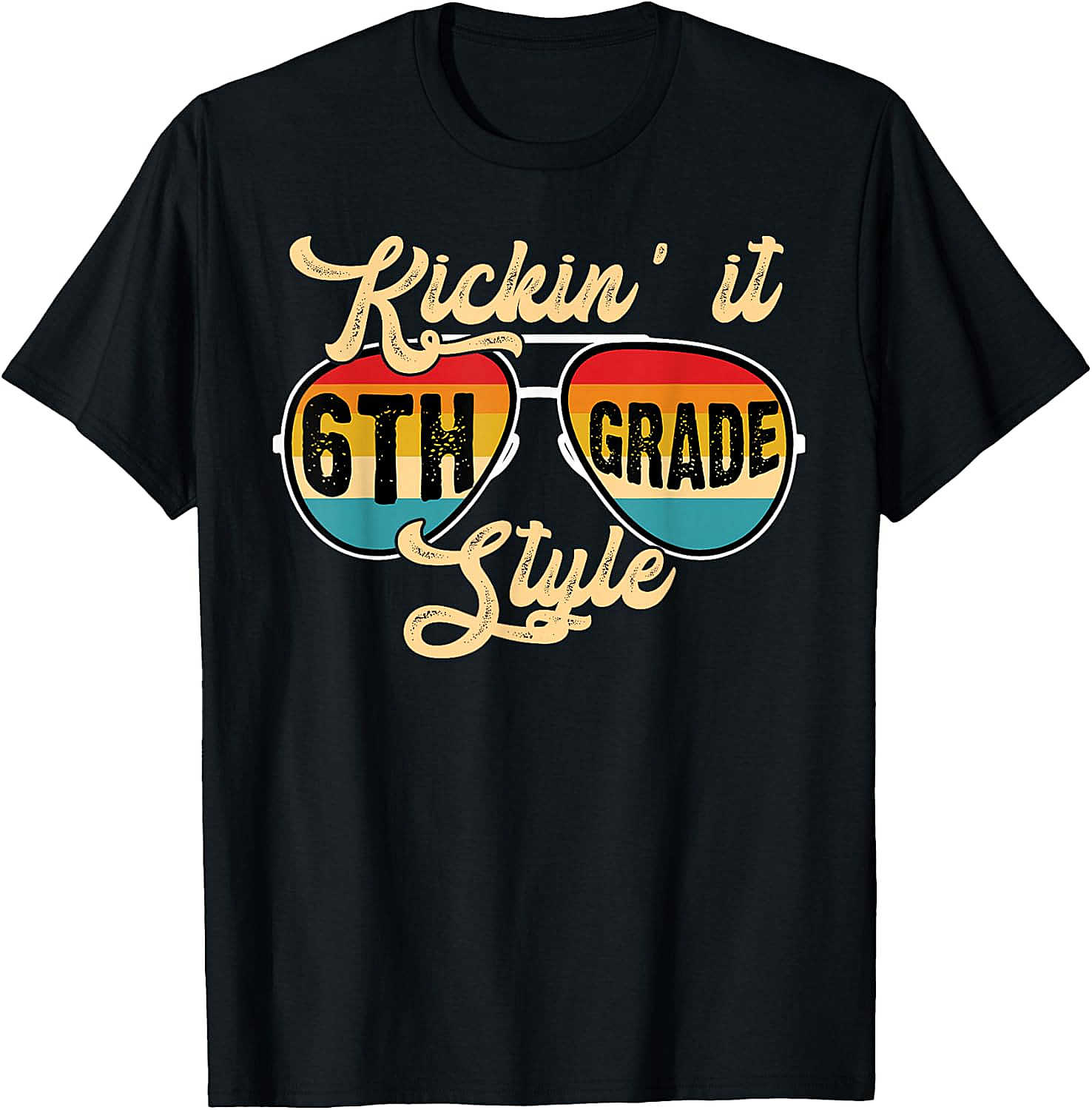 Retro Kickin It 6th Grade Style T-Shirt - Back to School Tee