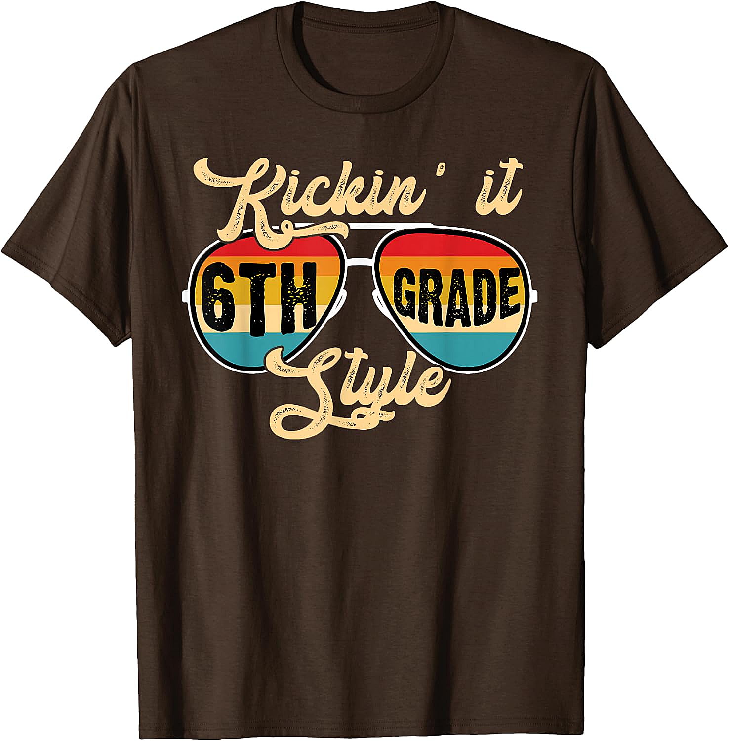  Retro Kickin It 6th Grade Style T-Shirt - Back to School Tee