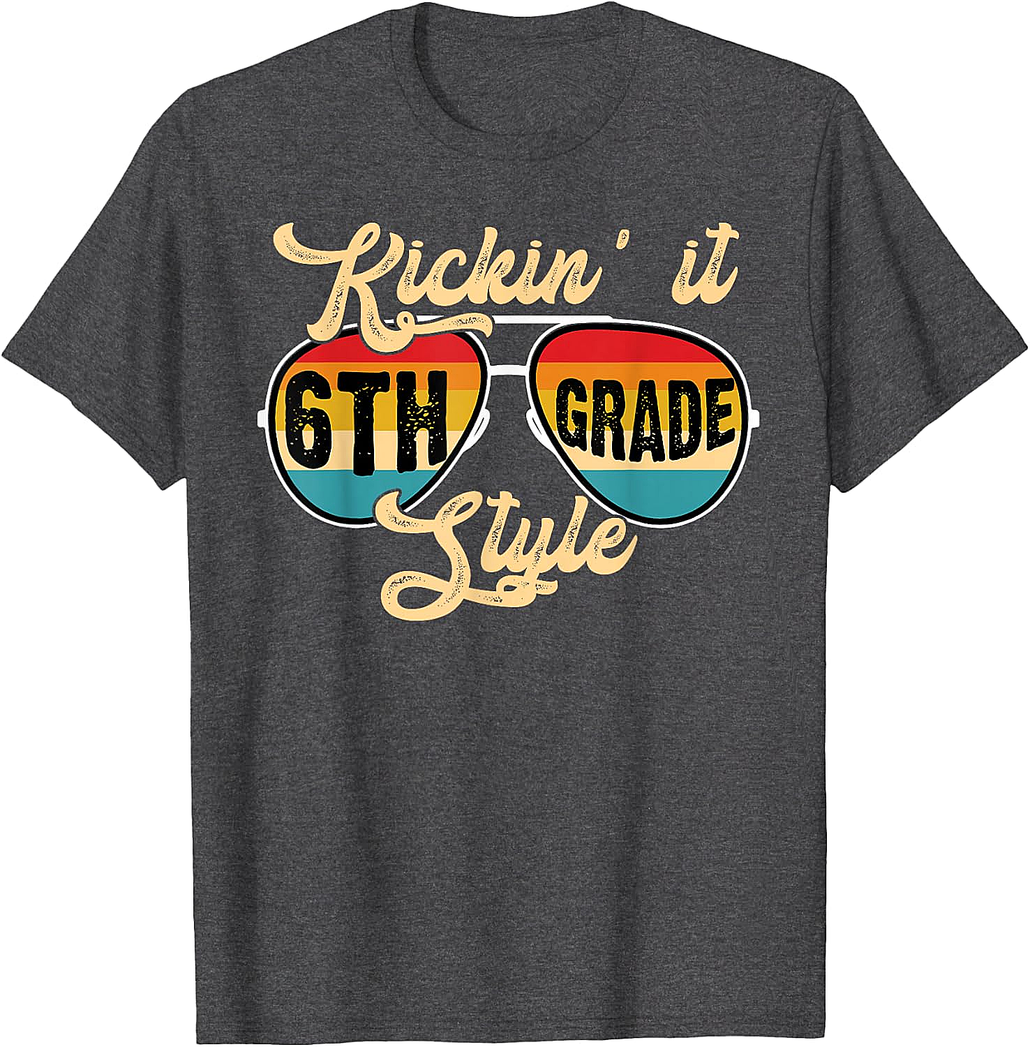  Retro Kickin It 6th Grade Style T-Shirt - Back to School Tee