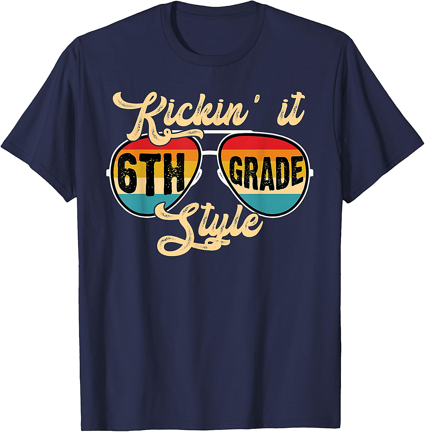  Retro Kickin It 6th Grade Style T-Shirt - Back to School Tee