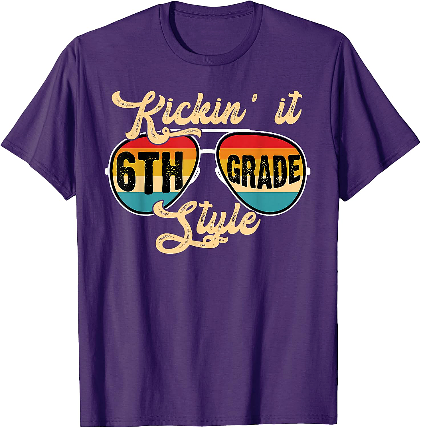  Retro Kickin It 6th Grade Style T-Shirt - Back to School Tee