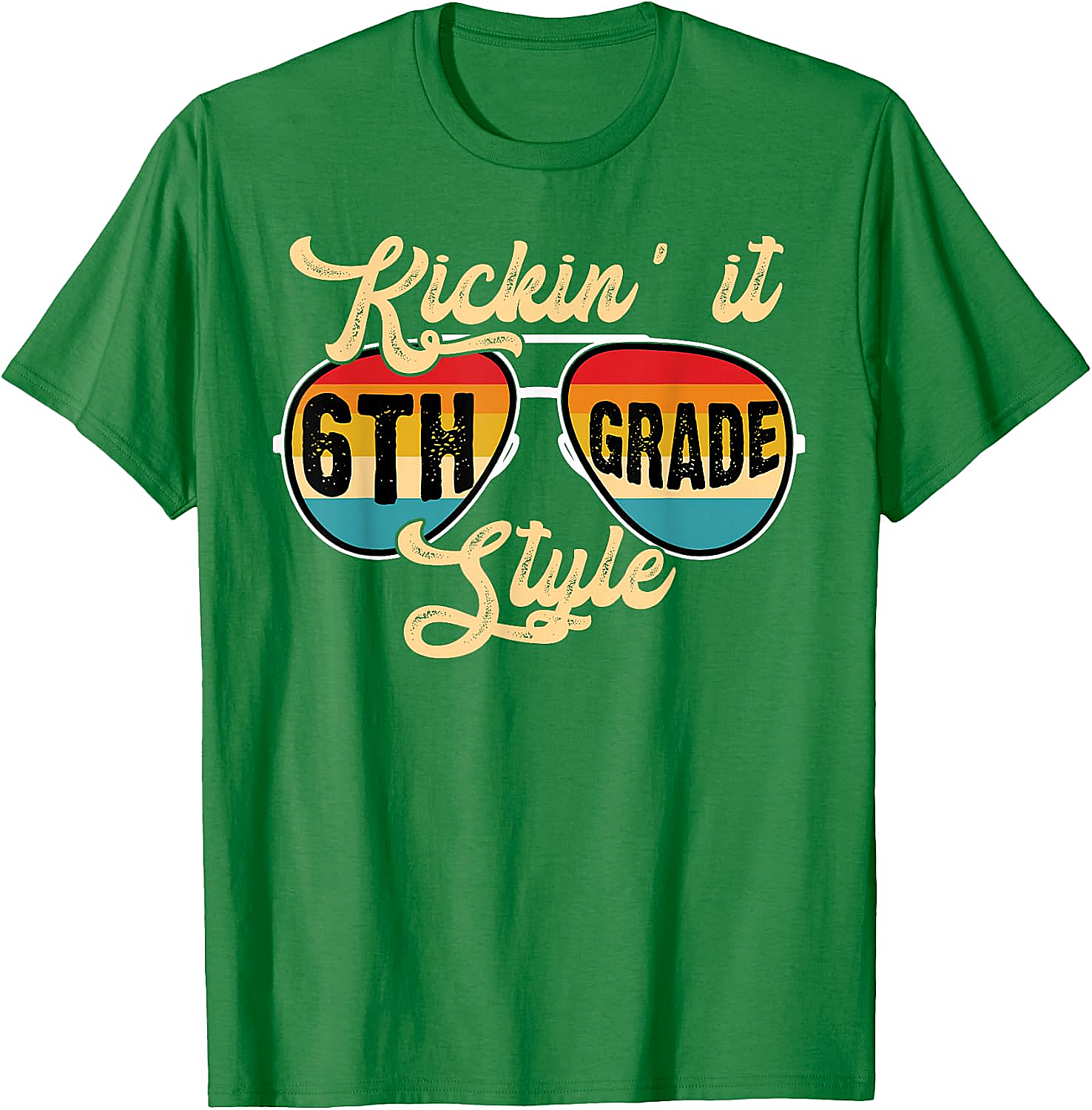  Retro Kickin It 6th Grade Style T-Shirt - Back to School Tee