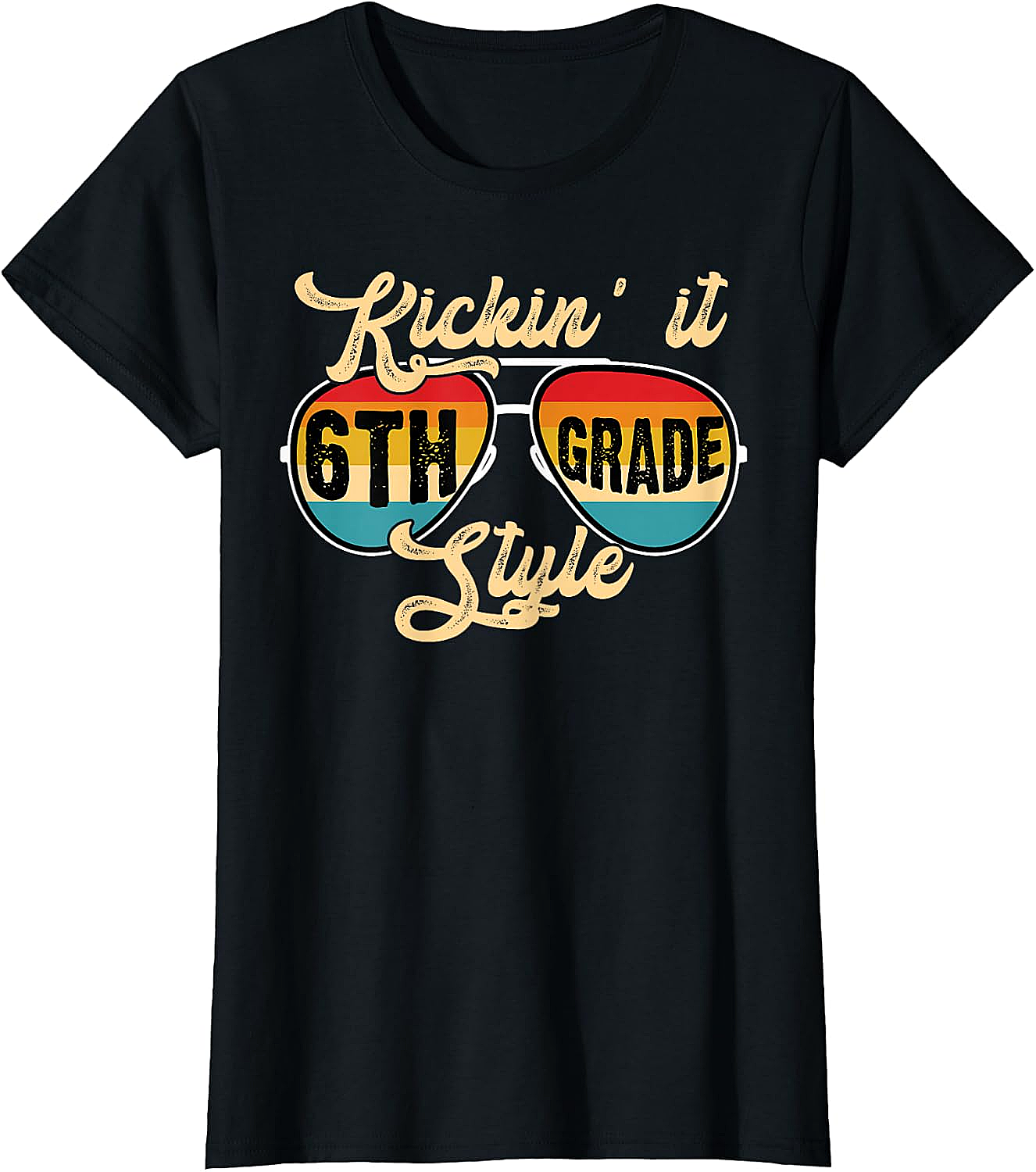  Retro Kickin It 6th Grade Style T-Shirt - Back to School Tee