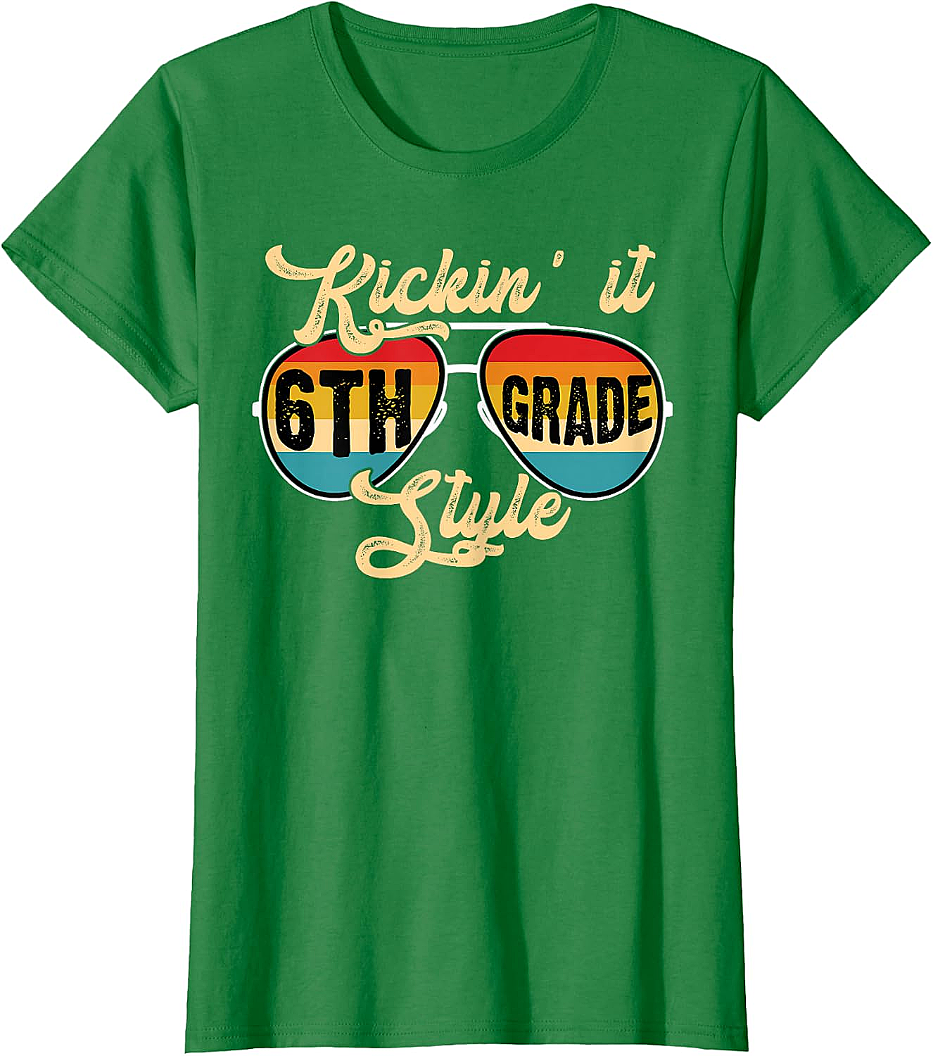 Retro Kickin It 6th Grade Style T-Shirt - Back to School Tee