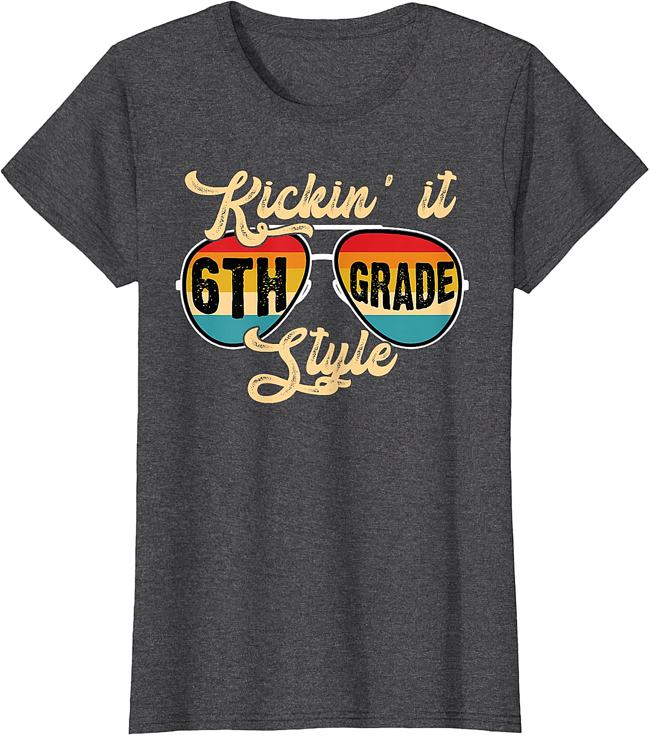 Retro Kickin It 6th Grade Style T-Shirt - Back to School Tee