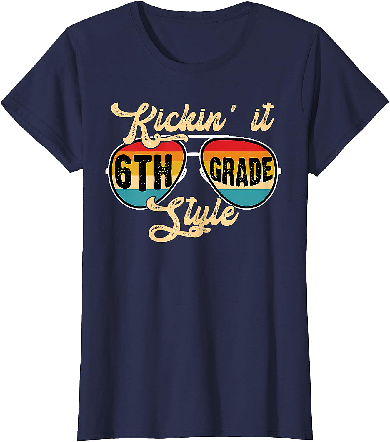  Retro Kickin It 6th Grade Style T-Shirt - Back to School Tee
