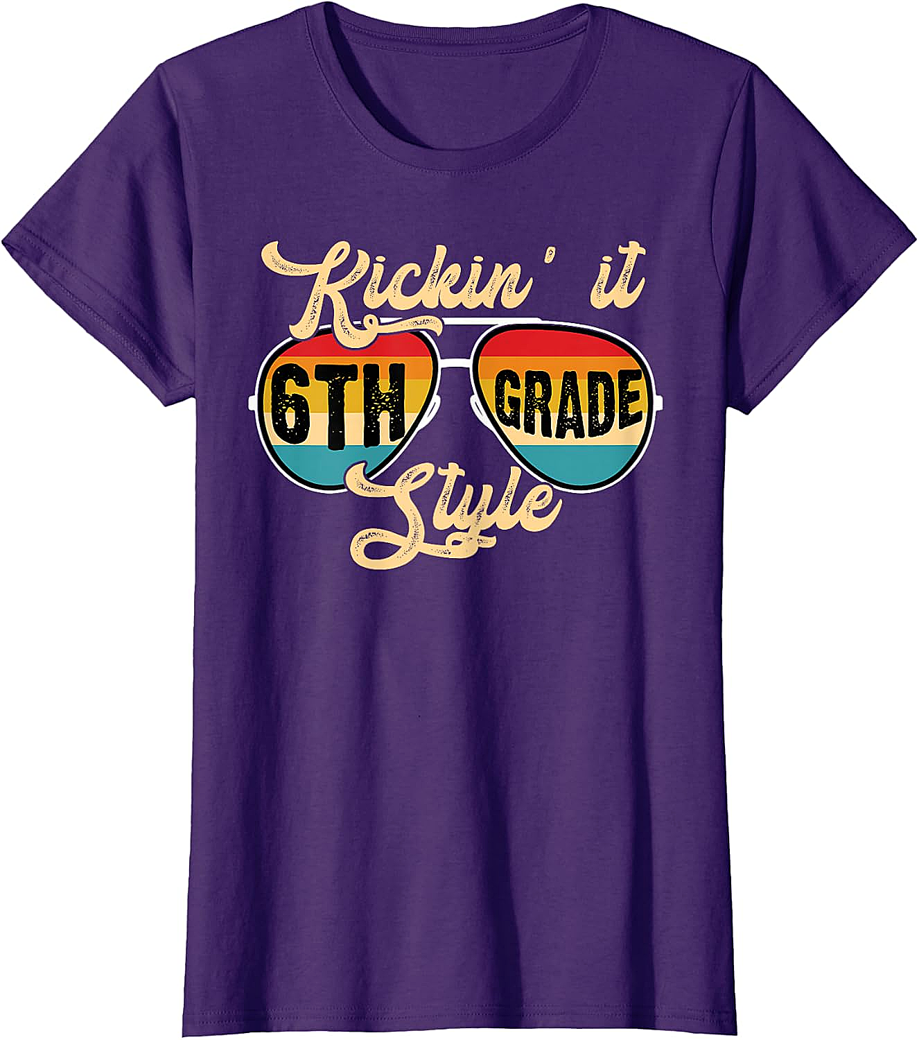  Retro Kickin It 6th Grade Style T-Shirt - Back to School Tee