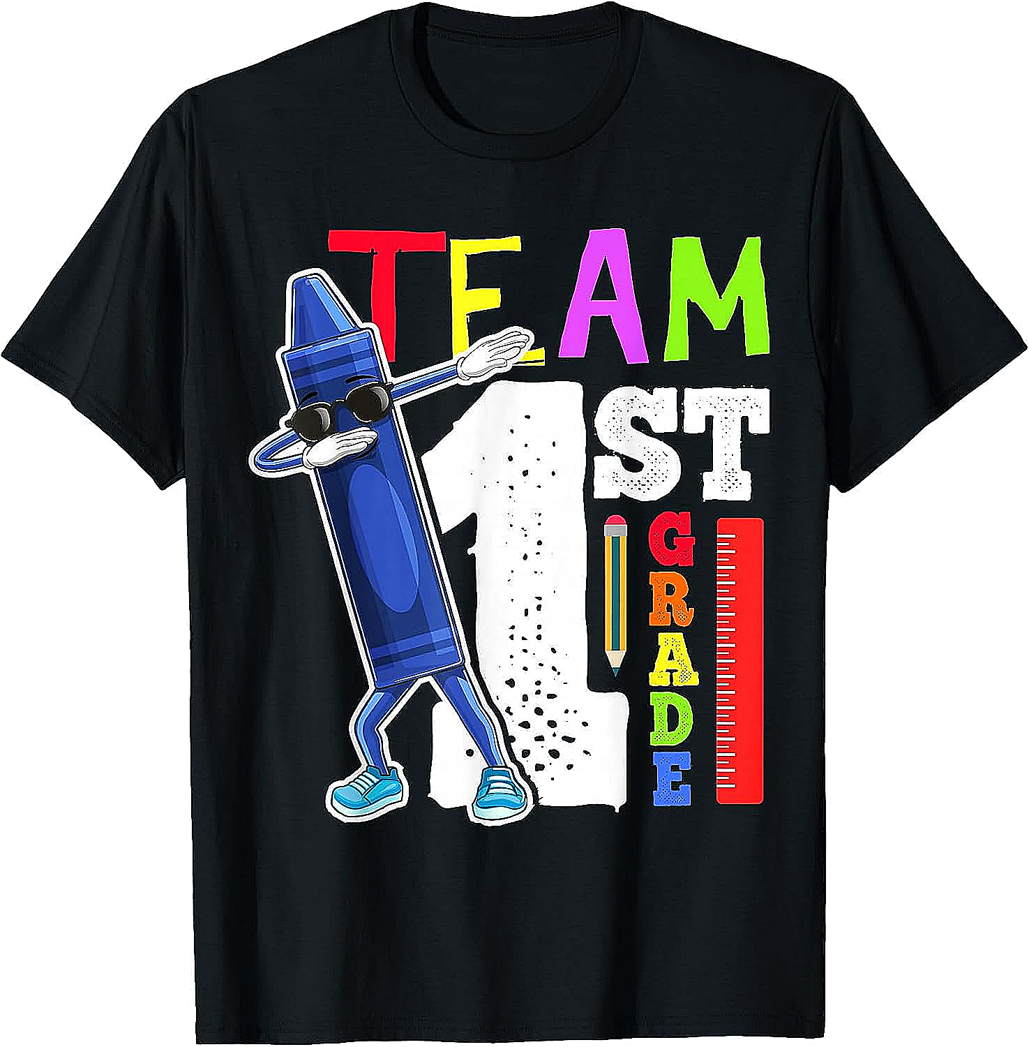 Dabbing Crayon Team First Grade Shirt Back to School Tee