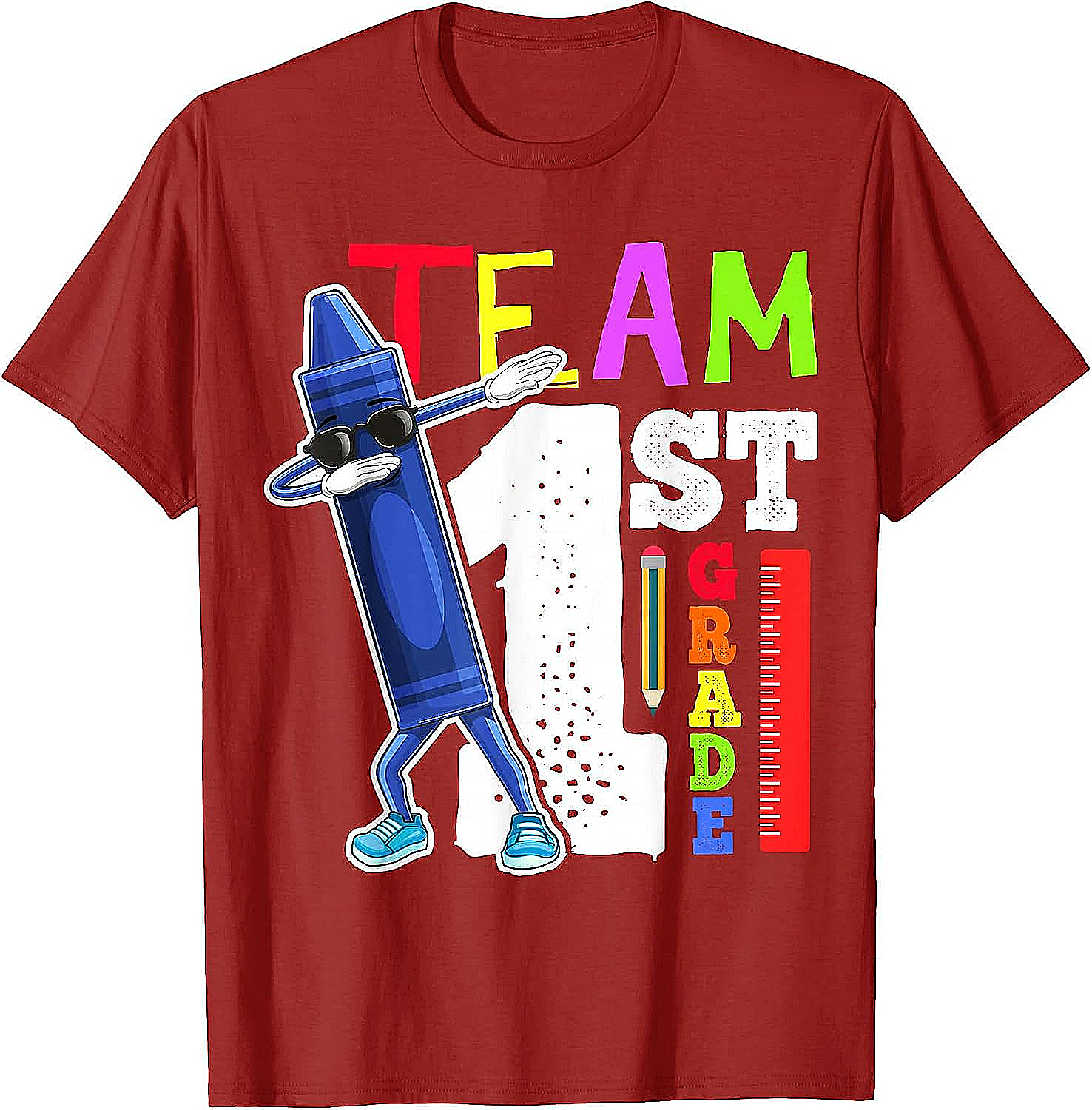 Dabbing Crayon Team First Grade Shirt Back to School Tee