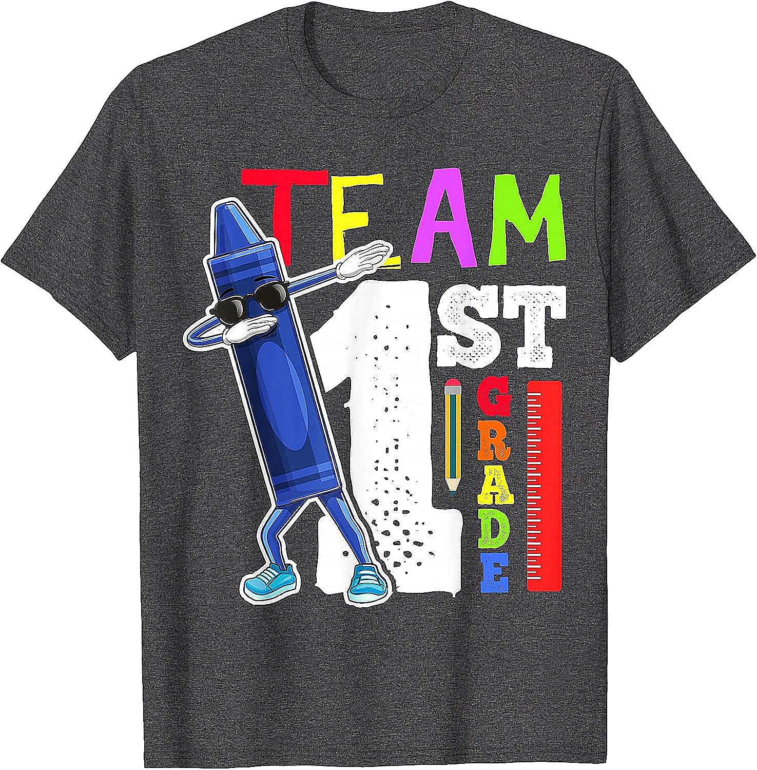 Dabbing Crayon Team First Grade Shirt Back to School Tee
