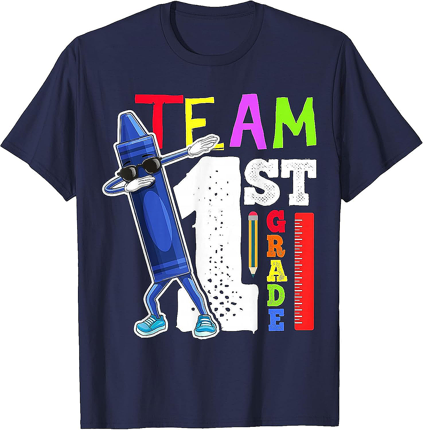 Dabbing Crayon Team First Grade Shirt Back to School Tee