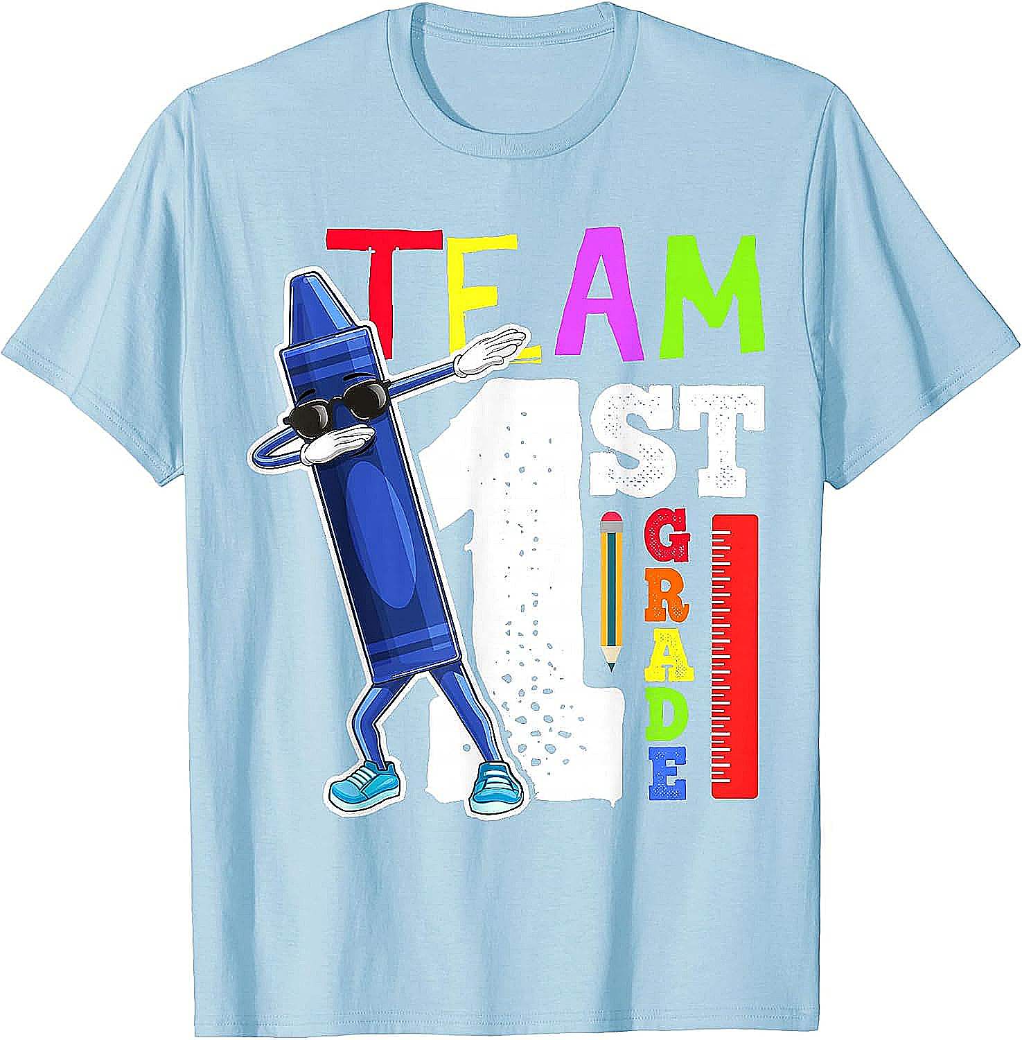 Dabbing Crayon Team First Grade Shirt Back to School Tee