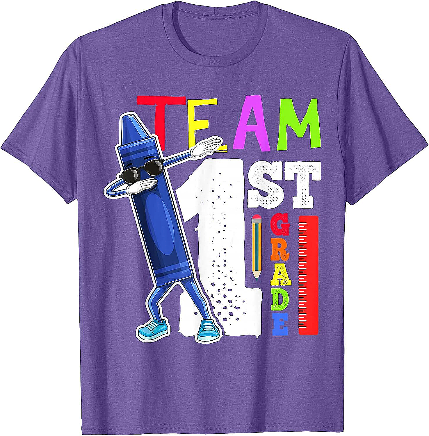 Dabbing Crayon Team First Grade Shirt Back to School Tee