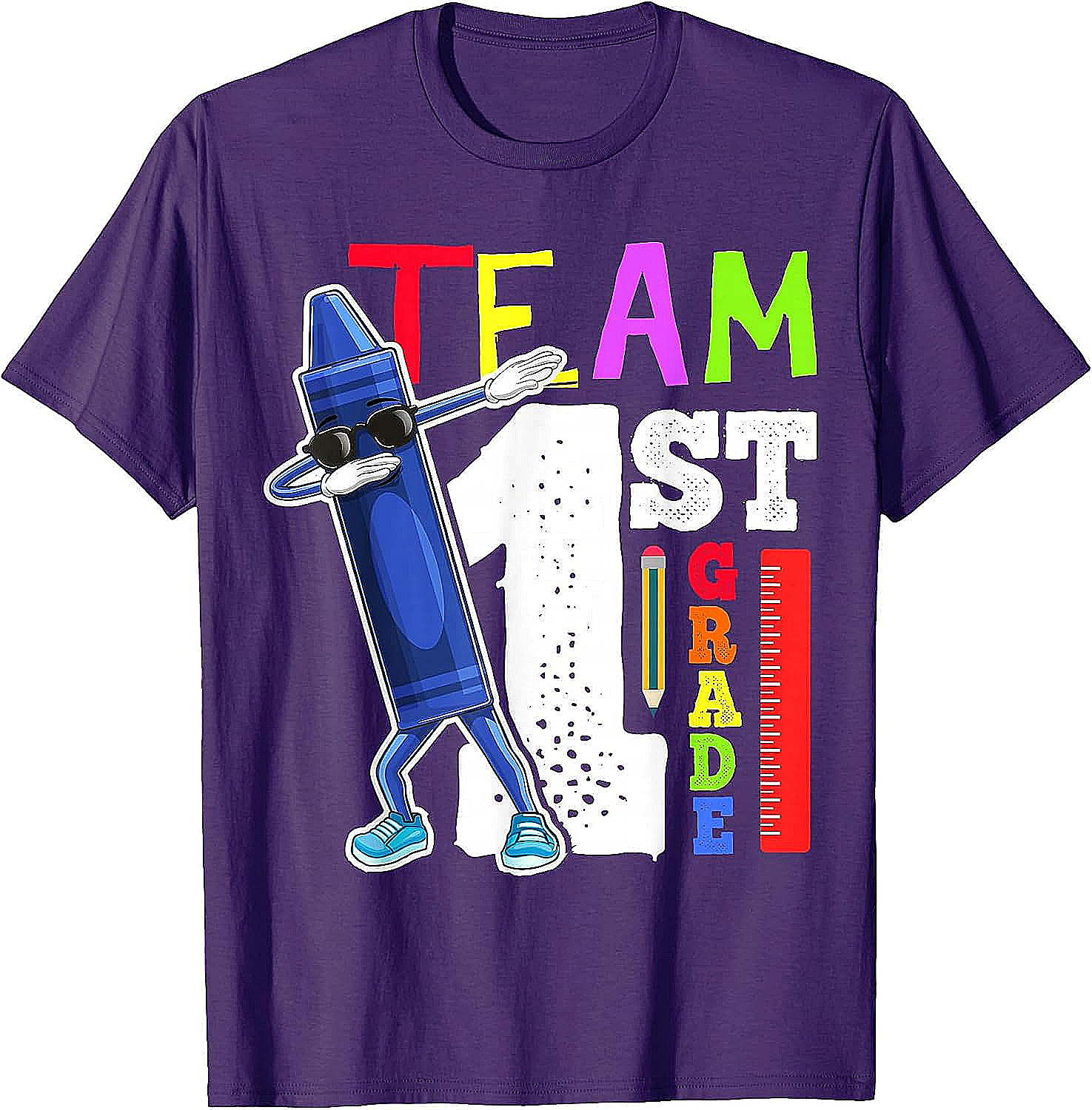 Dabbing Crayon Team First Grade Shirt Back to School Tee