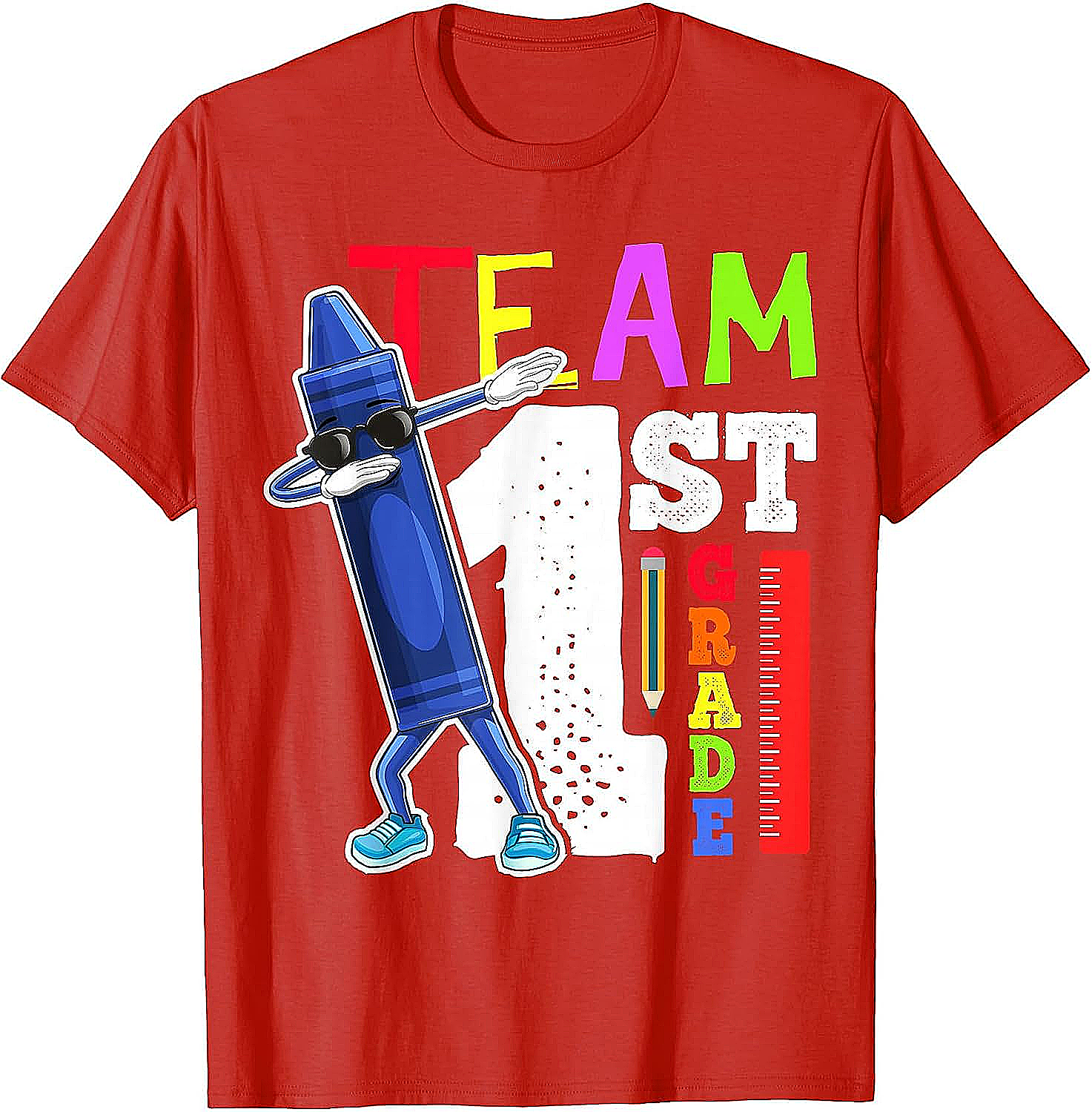 Dabbing Crayon Team First Grade Shirt Back to School Tee