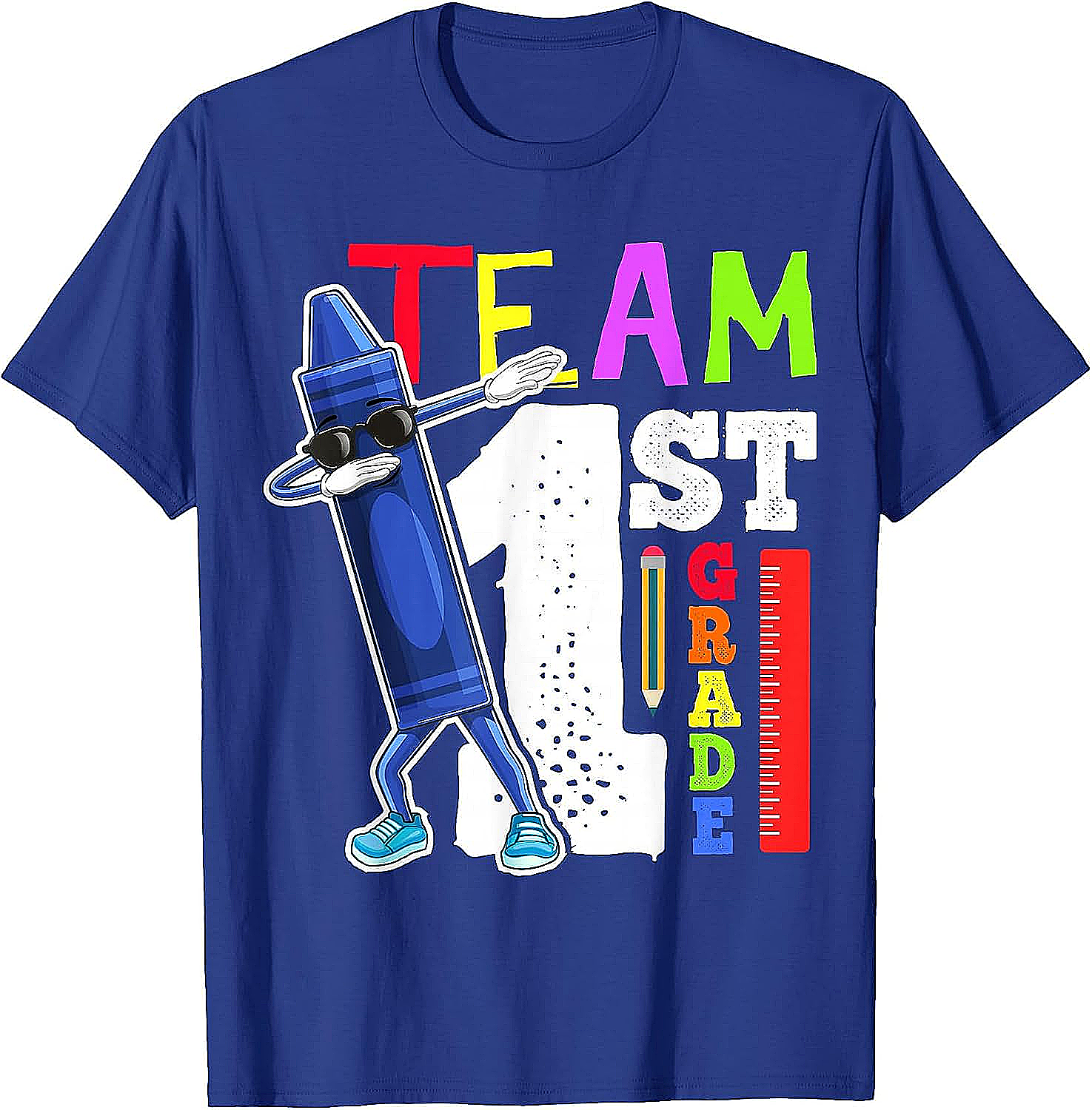 Dabbing Crayon Team First Grade Shirt Back to School Tee