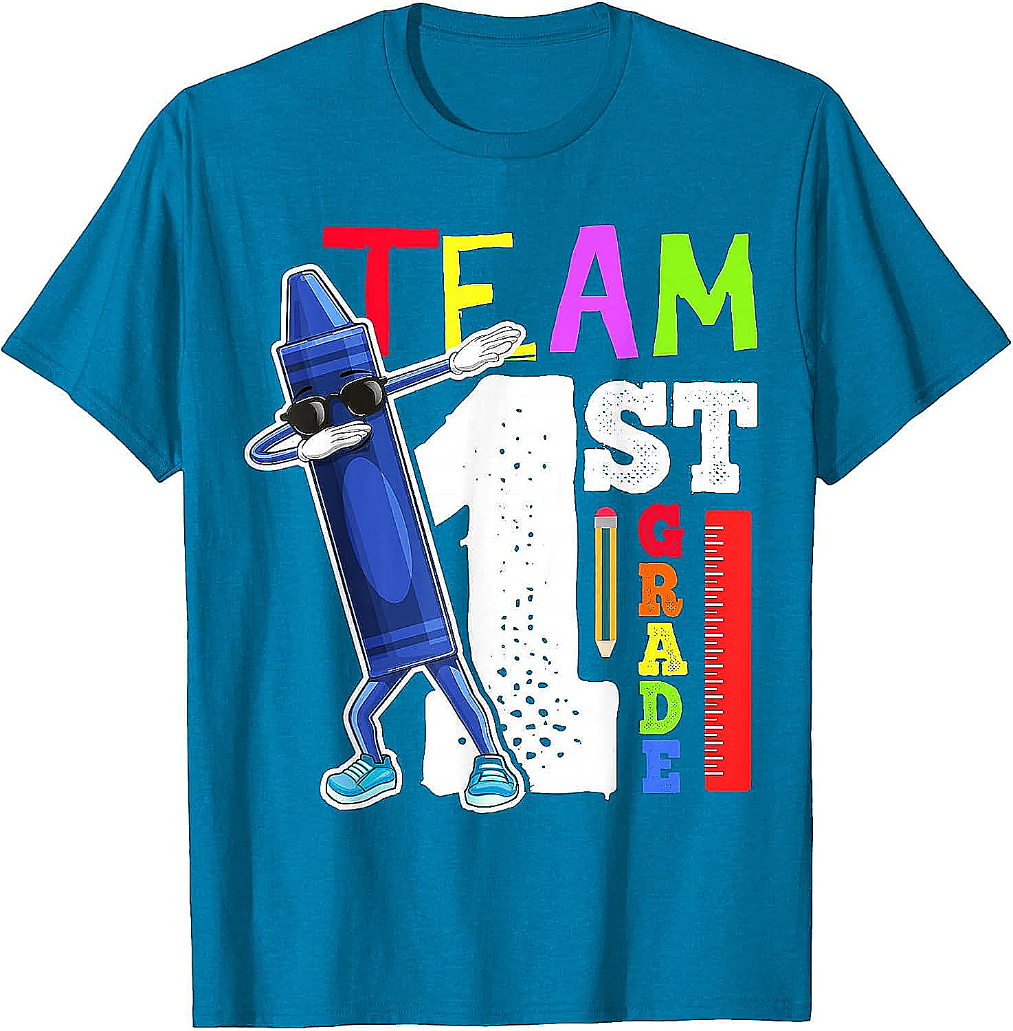 Dabbing Crayon Team First Grade Shirt Back to School Tee