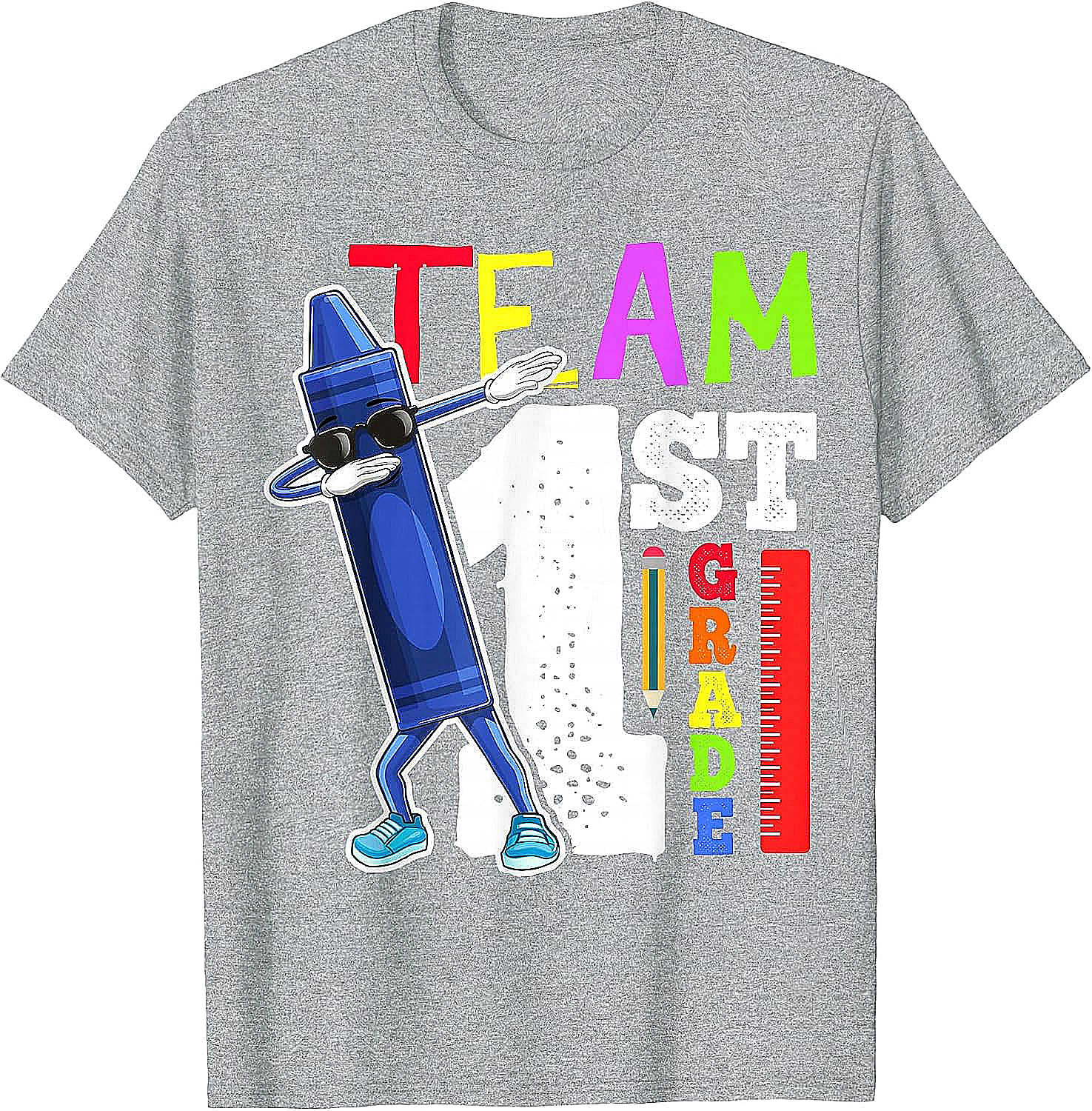 Dabbing Crayon Team First Grade Shirt Back to School Tee