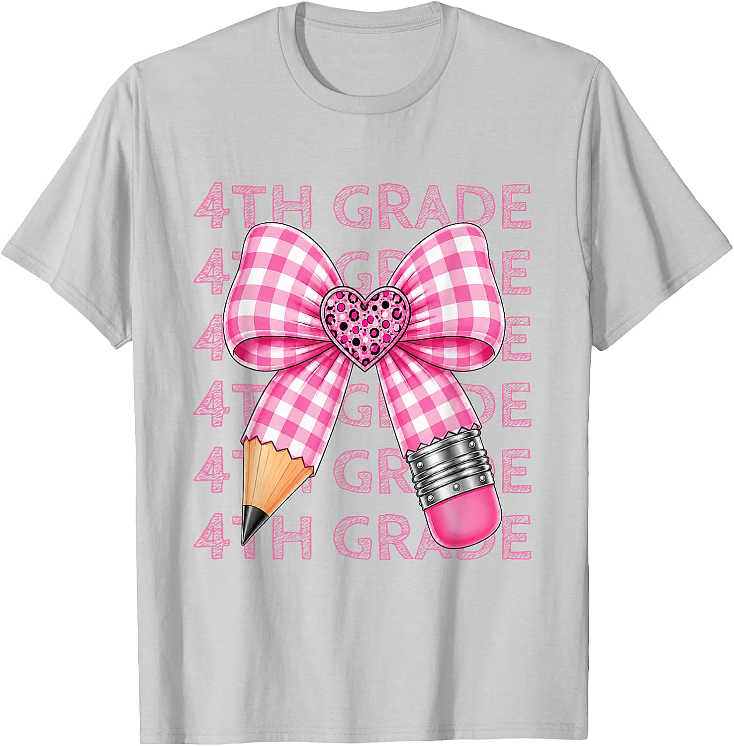 4th Grade Pink Bow Pencil Back to School T-Shirt