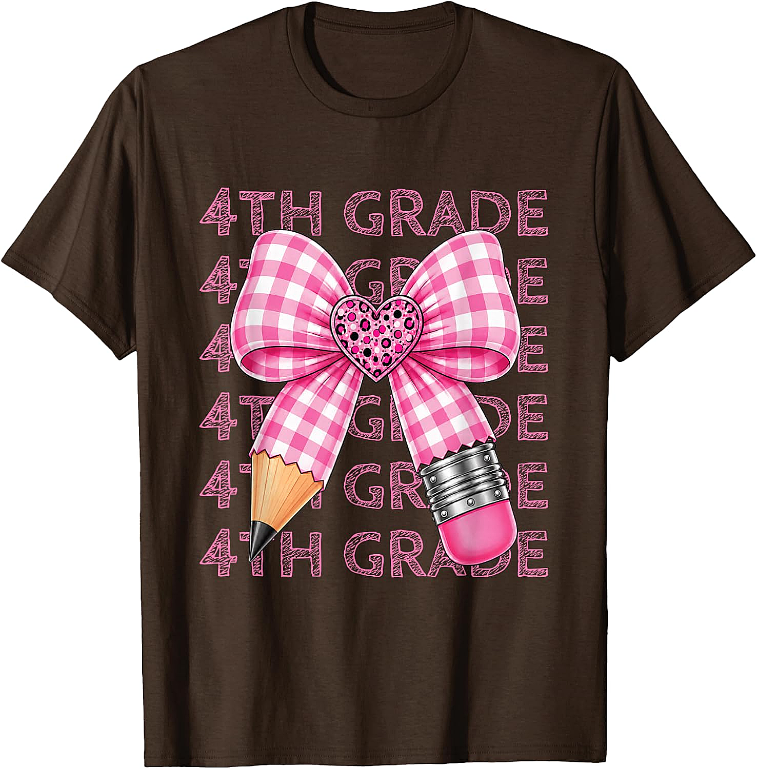  4th Grade Pink Bow Pencil Back to School T-Shirt