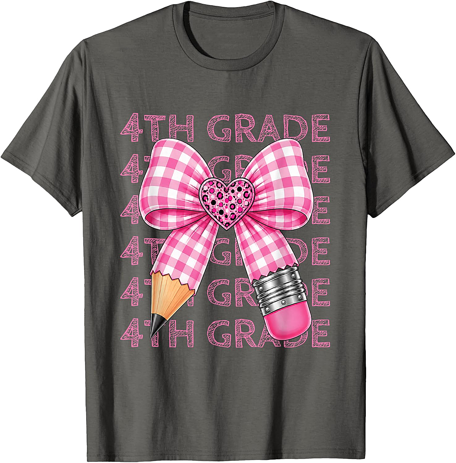  4th Grade Pink Bow Pencil Back to School T-Shirt