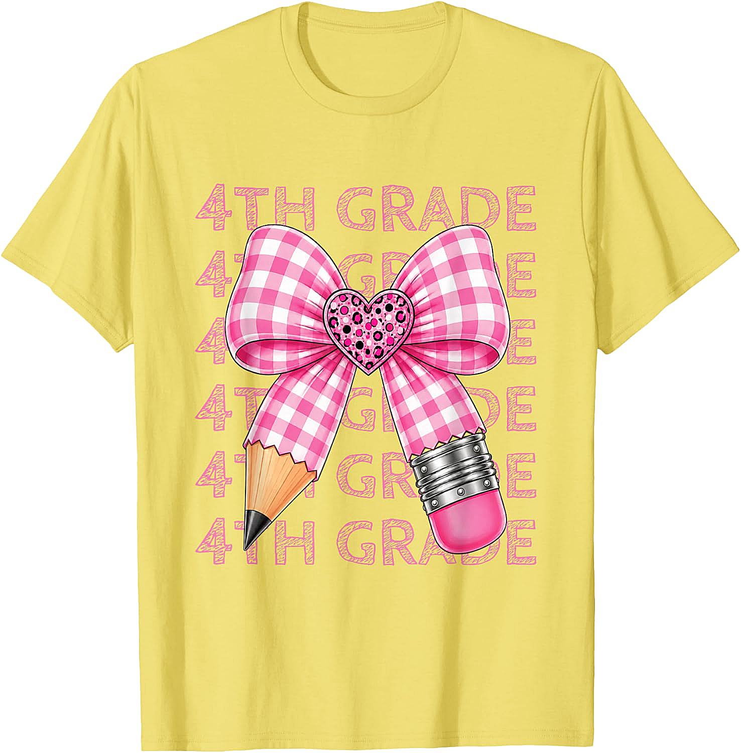  4th Grade Pink Bow Pencil Back to School T-Shirt