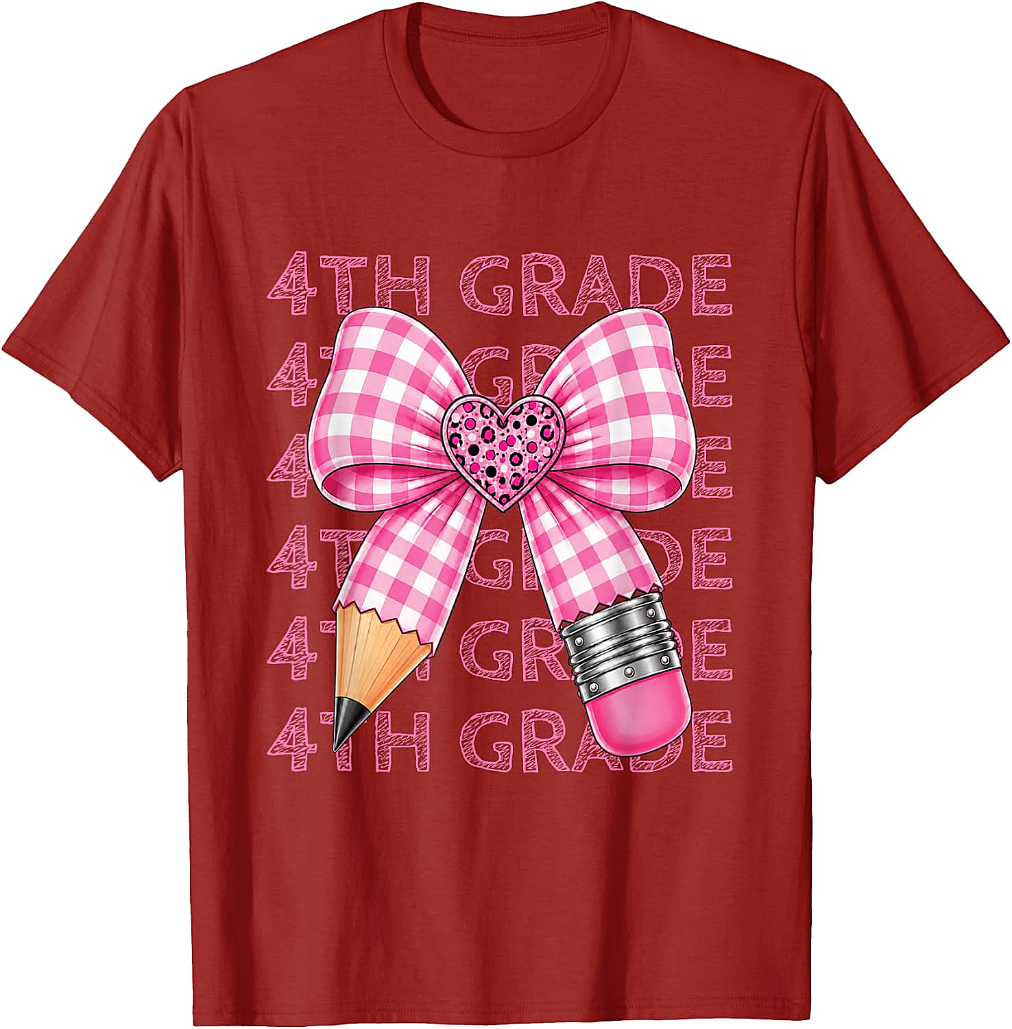  4th Grade Pink Bow Pencil Back to School T-Shirt