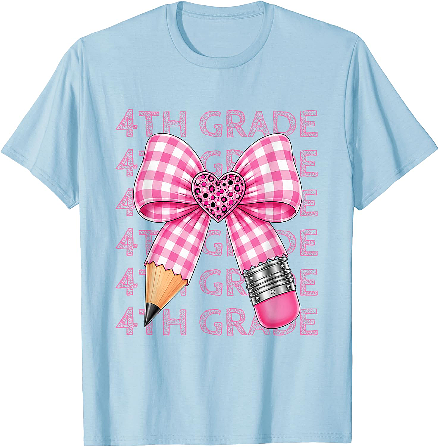  4th Grade Pink Bow Pencil Back to School T-Shirt