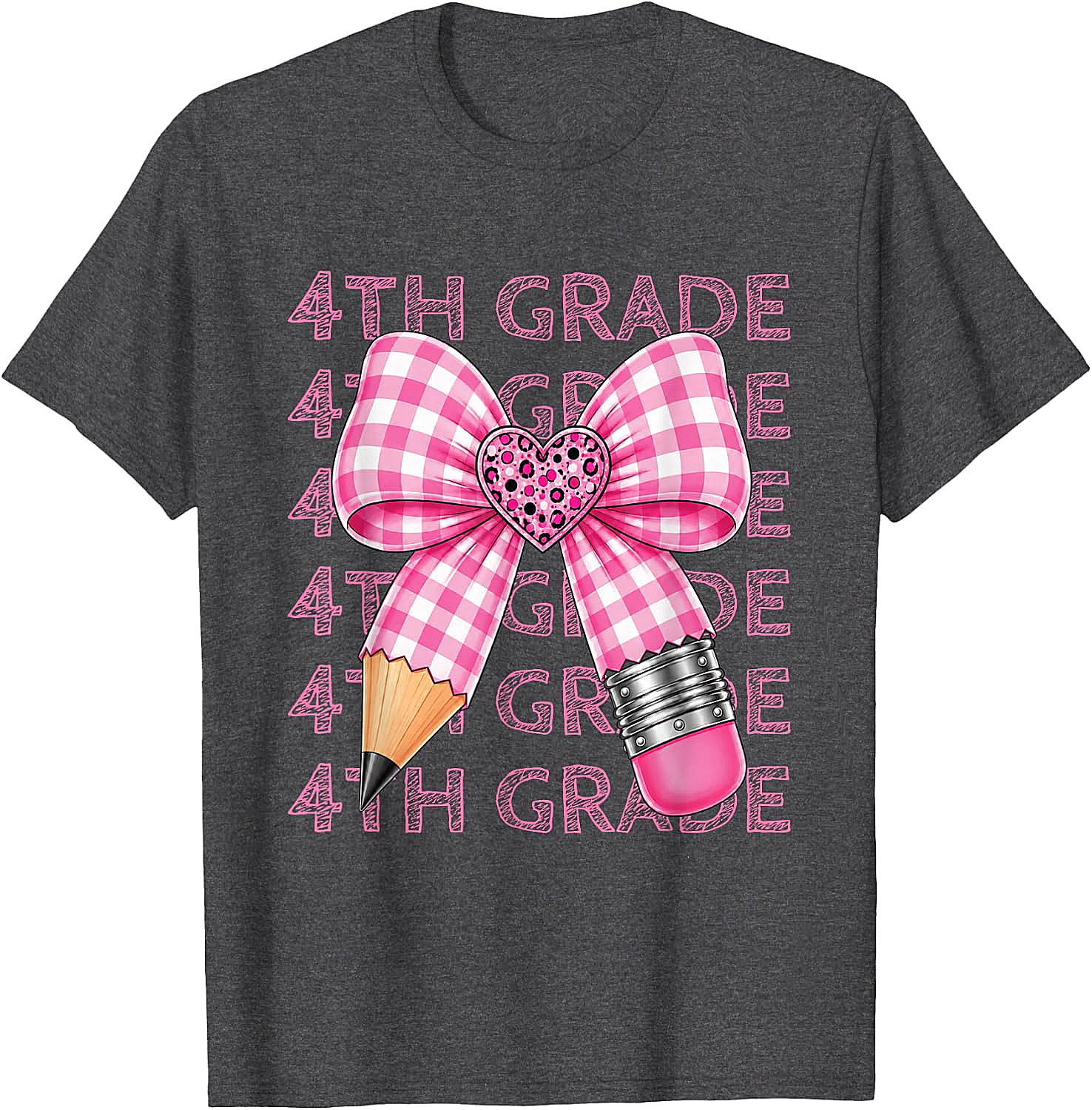  4th Grade Pink Bow Pencil Back to School T-Shirt