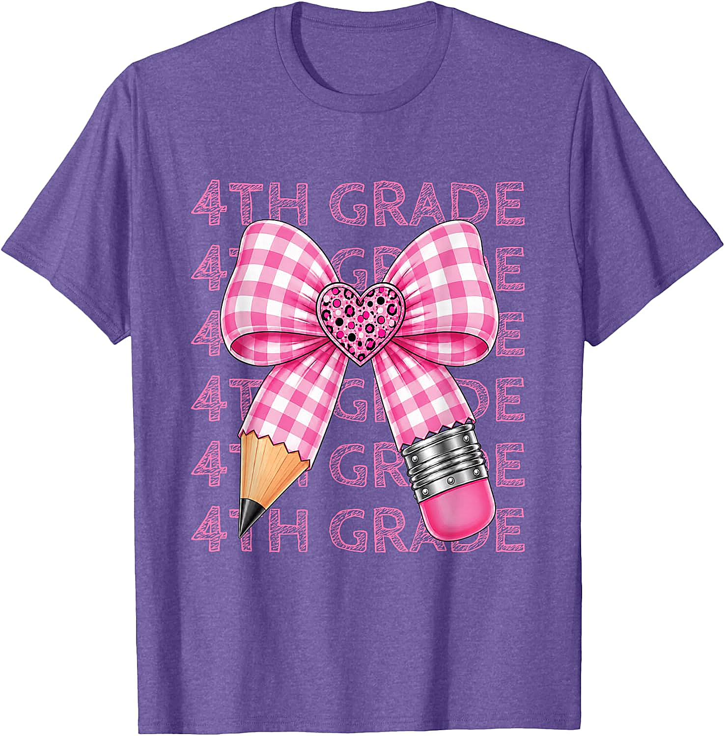  4th Grade Pink Bow Pencil Back to School T-Shirt
