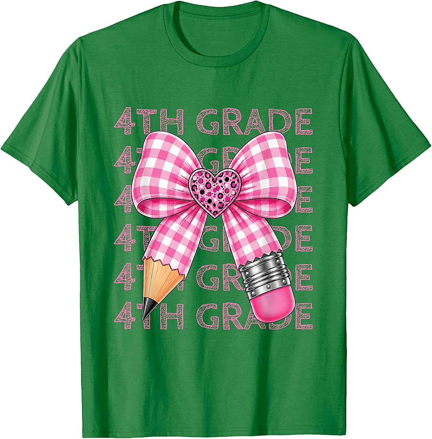  4th Grade Pink Bow Pencil Back to School T-Shirt