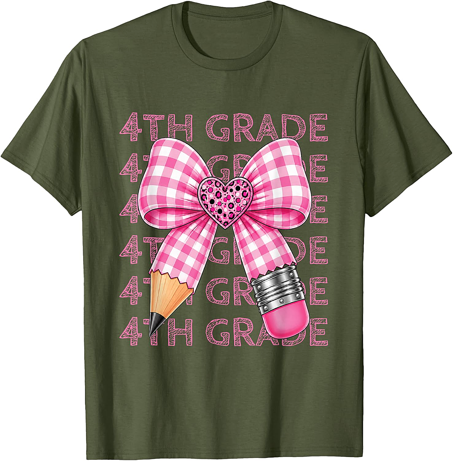  4th Grade Pink Bow Pencil Back to School T-Shirt