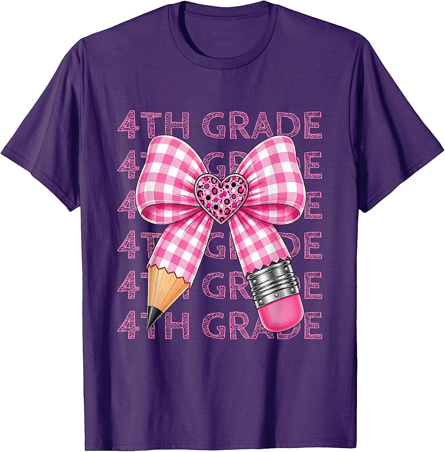  4th Grade Pink Bow Pencil Back to School T-Shirt