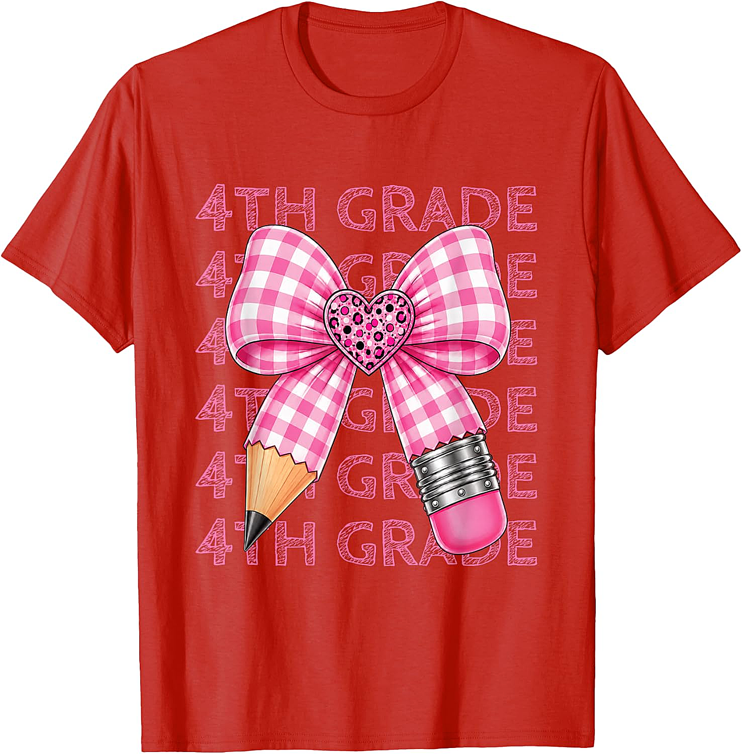  4th Grade Pink Bow Pencil Back to School T-Shirt