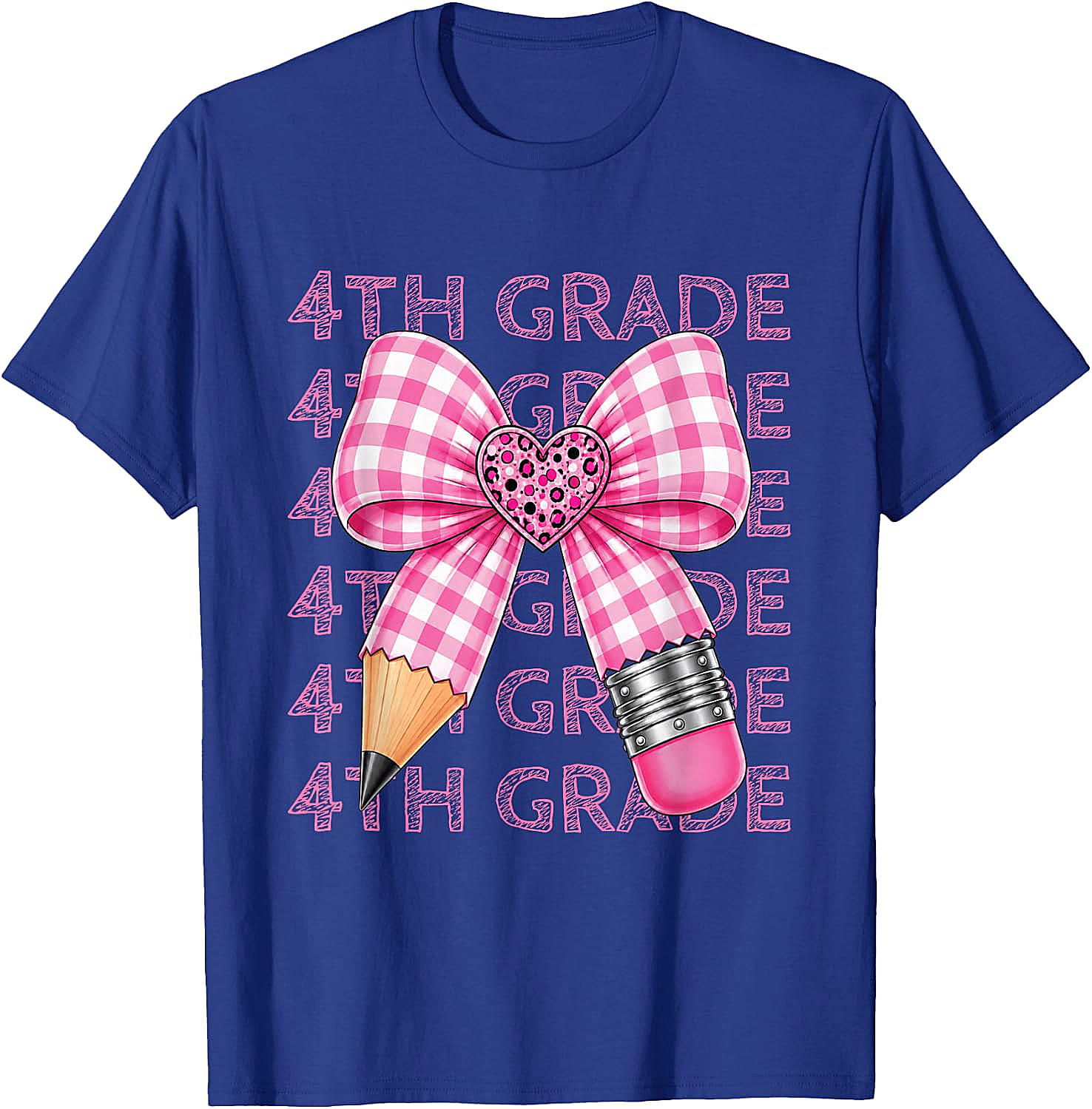  4th Grade Pink Bow Pencil Back to School T-Shirt