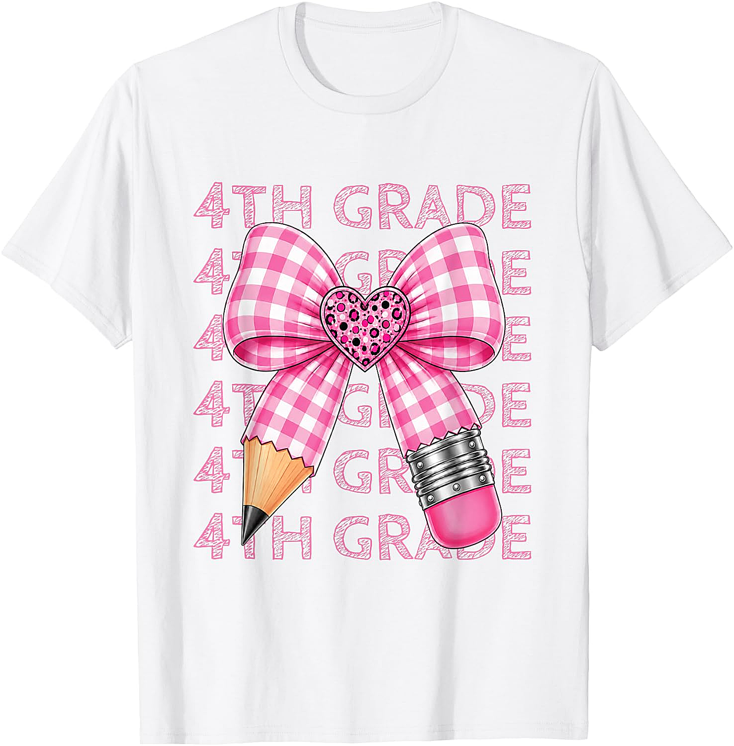  4th Grade Pink Bow Pencil Back to School T-Shirt