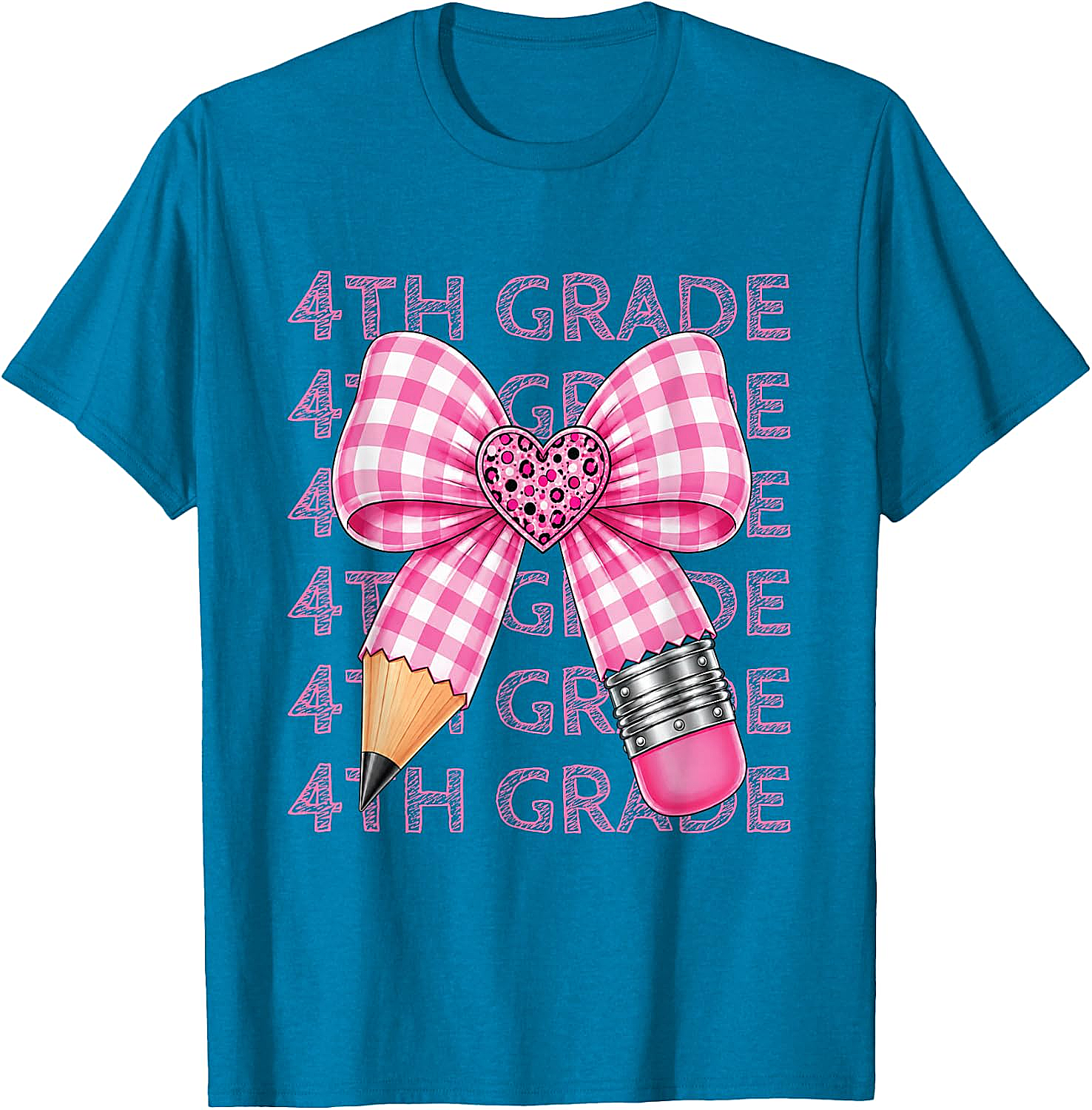  4th Grade Pink Bow Pencil Back to School T-Shirt