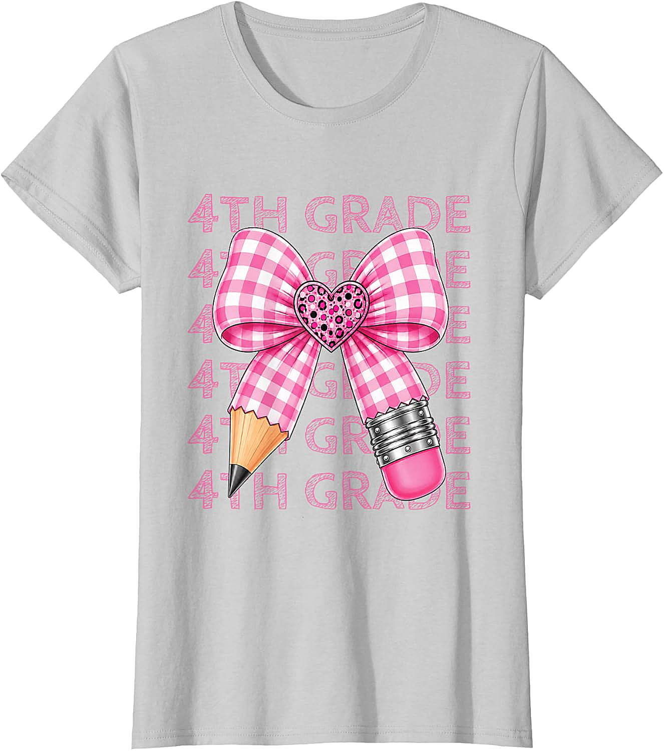  4th Grade Pink Bow Pencil Back to School T-Shirt