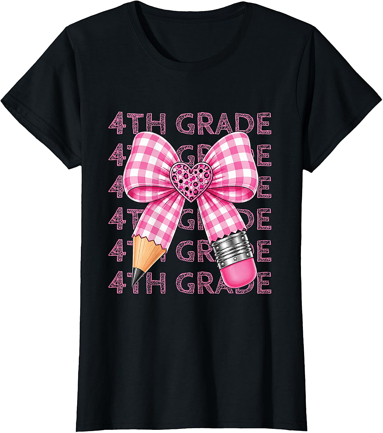  4th Grade Pink Bow Pencil Back to School T-Shirt