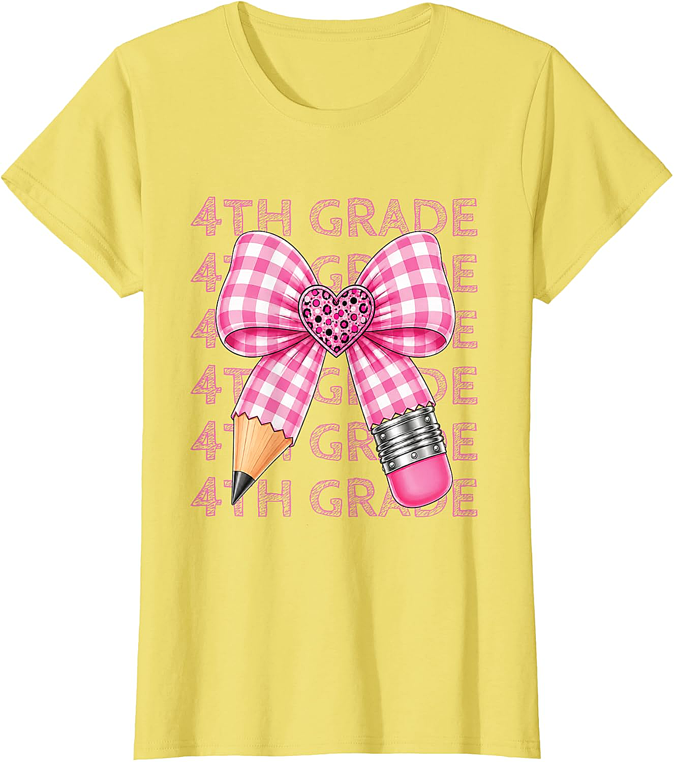  4th Grade Pink Bow Pencil Back to School T-Shirt