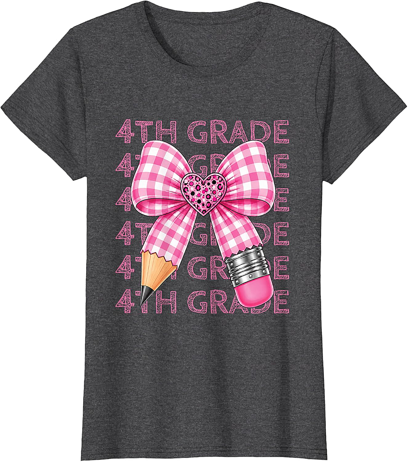  4th Grade Pink Bow Pencil Back to School T-Shirt
