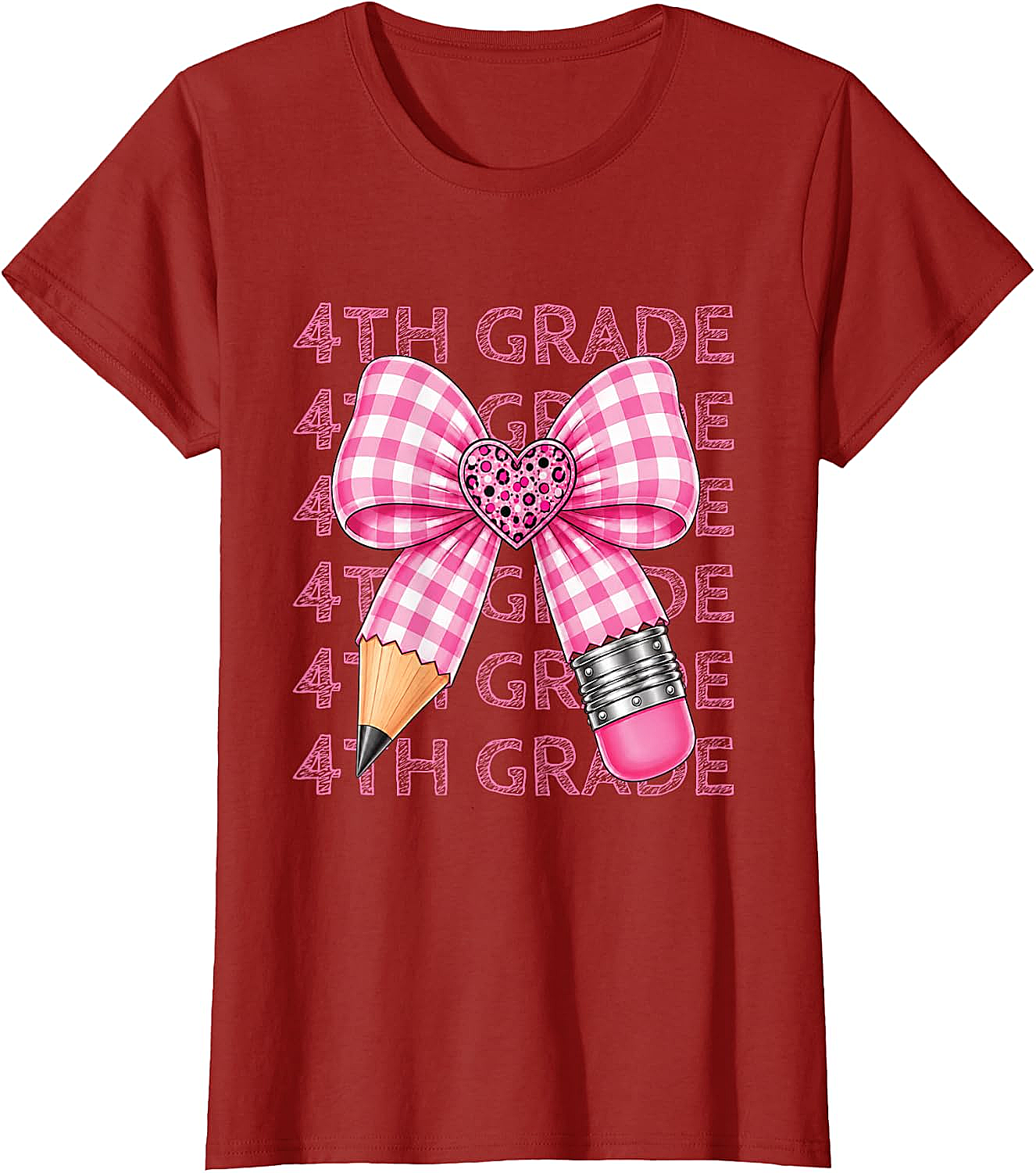  4th Grade Pink Bow Pencil Back to School T-Shirt