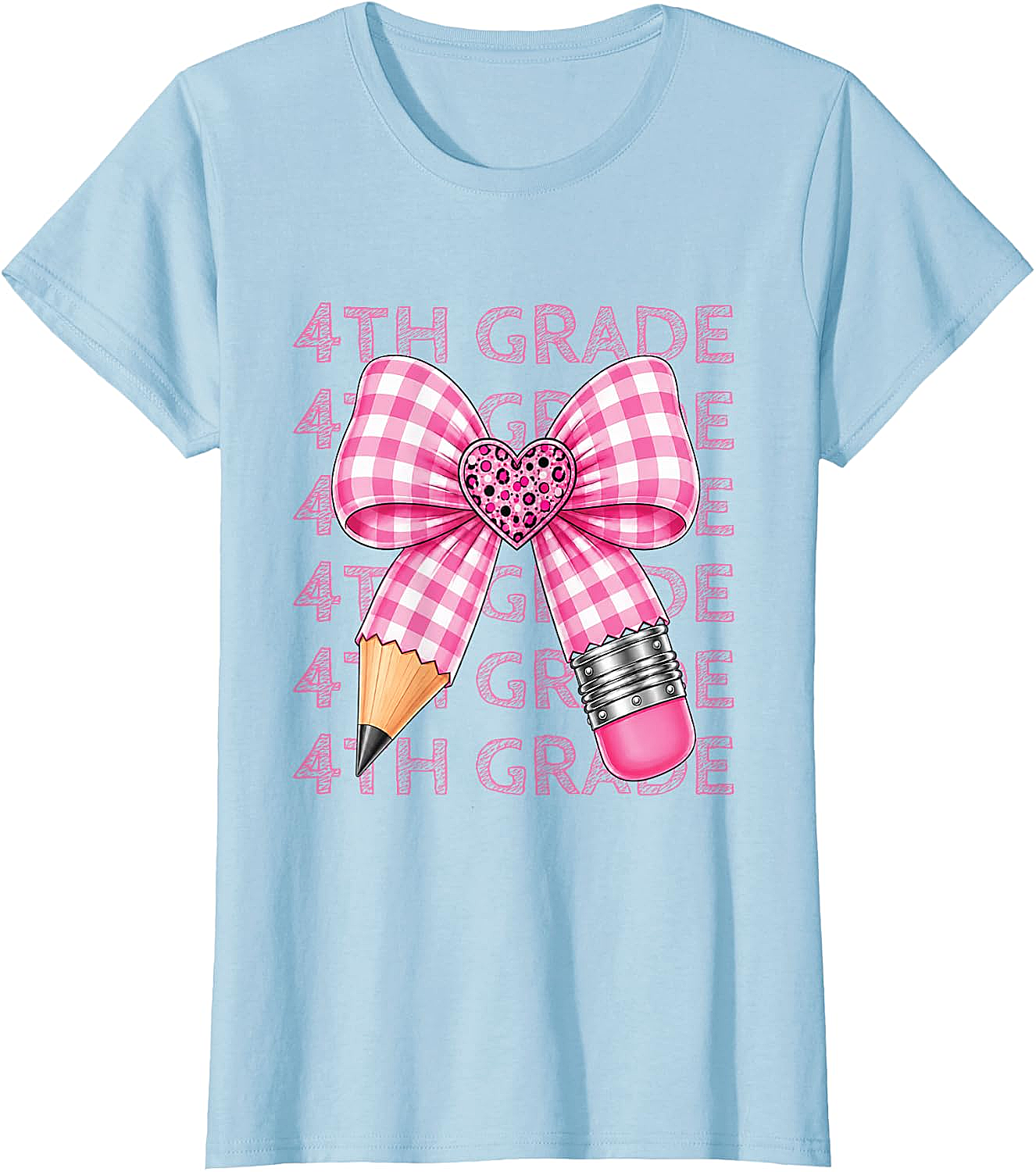  4th Grade Pink Bow Pencil Back to School T-Shirt